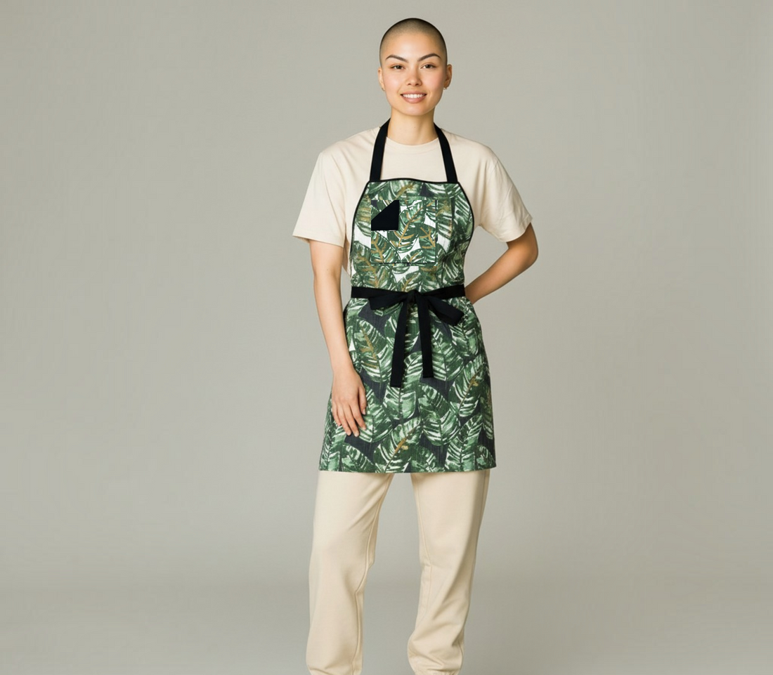 Green Apron for Garden, Chefs Apron, Florist Apron, Caterers, Home Cooks, Unisex, Reversible