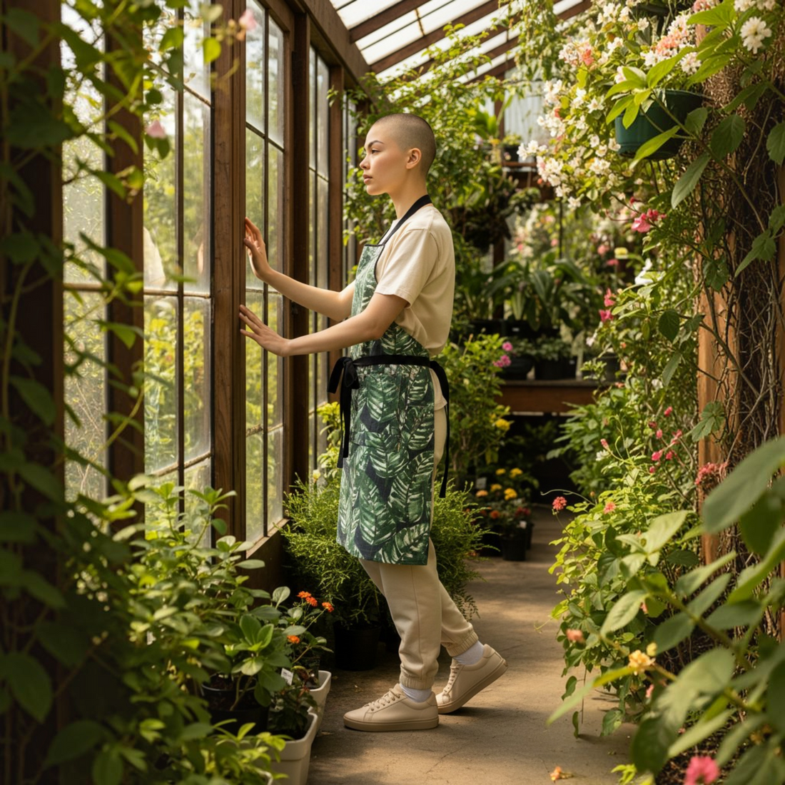 Green Apron for Garden, Chefs Apron, Florist Apron, Caterers, Home Cooks, Unisex, Reversible
