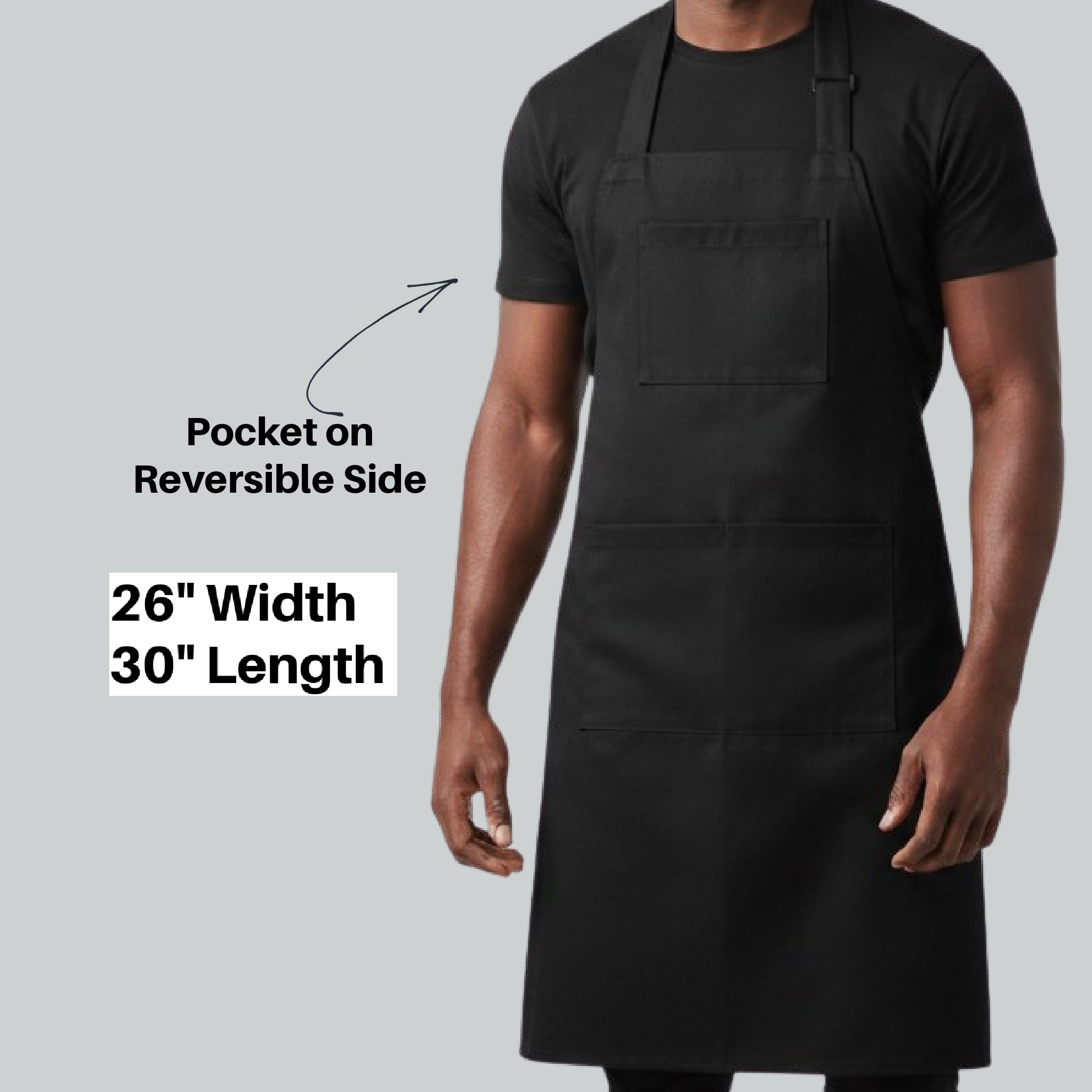 Black Quilted Apron, Chefs Apron, Caterer Apron, Unisex, Reversible Apron for Professionals or Cooks