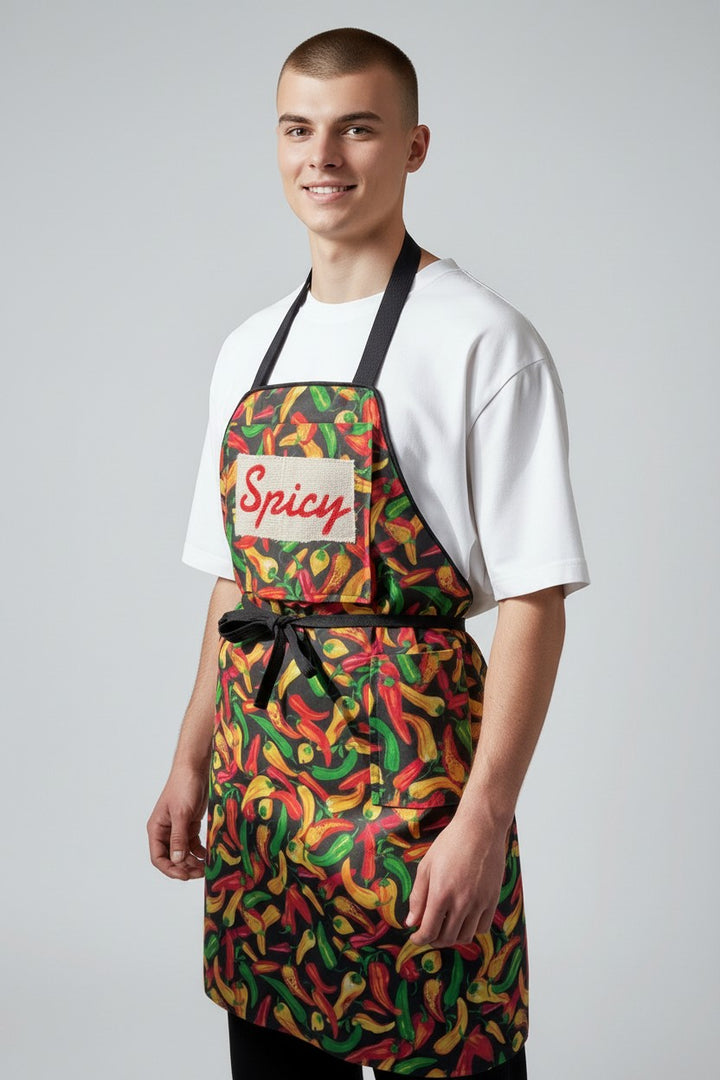 REVERSIBLE (Two Sided)  Apron,  "Spicy" Apron, Chili Pepper Apron, Unisex Apron