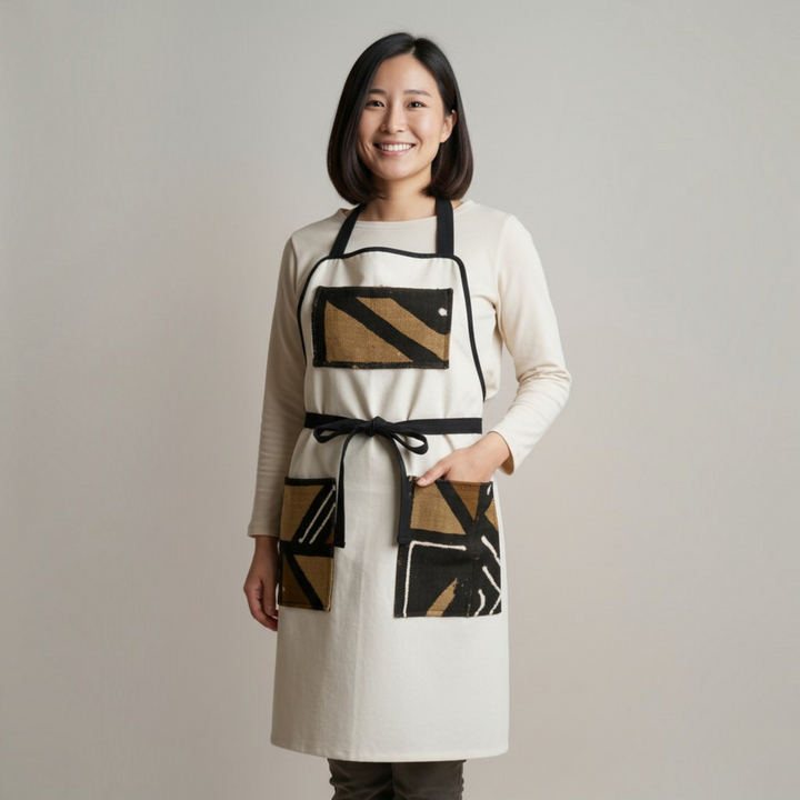 White and Brown Apron, Unisex Apron, Reversible Apron, Chefs and Caterer Apron, Cooks Apron