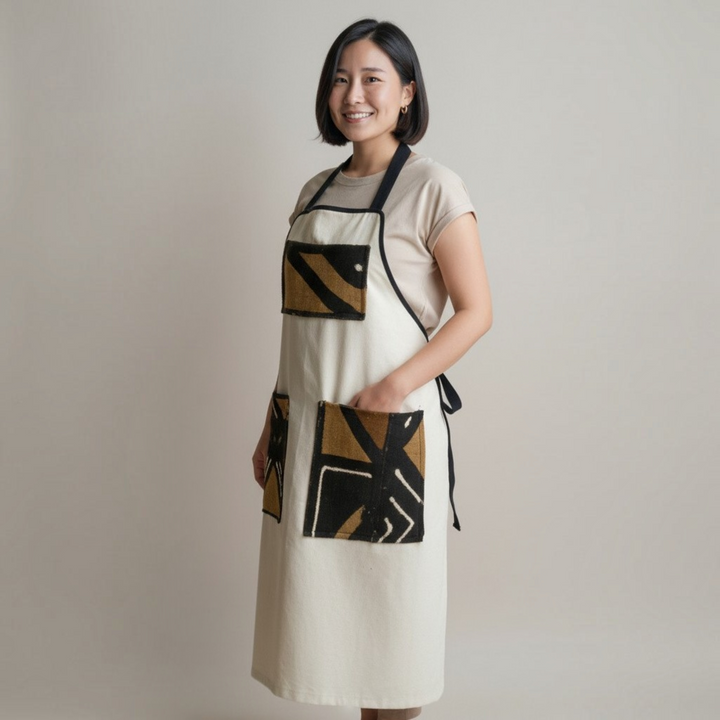 White and Brown Apron, Unisex Apron, Reversible Apron, Chefs and Caterer Apron, Cooks Apron