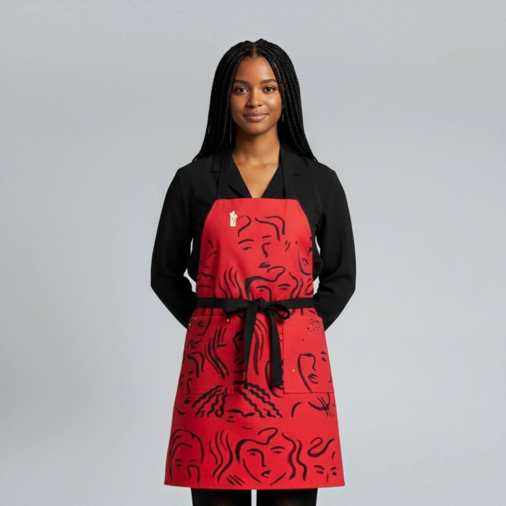 Red Apron,  Women on Apron, Reversible Apron, Apron for Chefs, Gift for Woman Cook