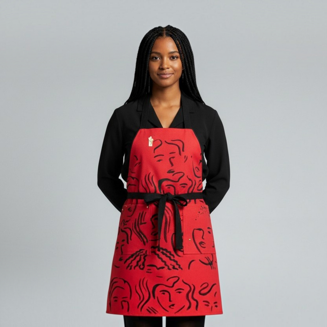 Red Apron,  Women on Apron, Reversible Apron, Apron for Chefs, Gift for Woman Cook