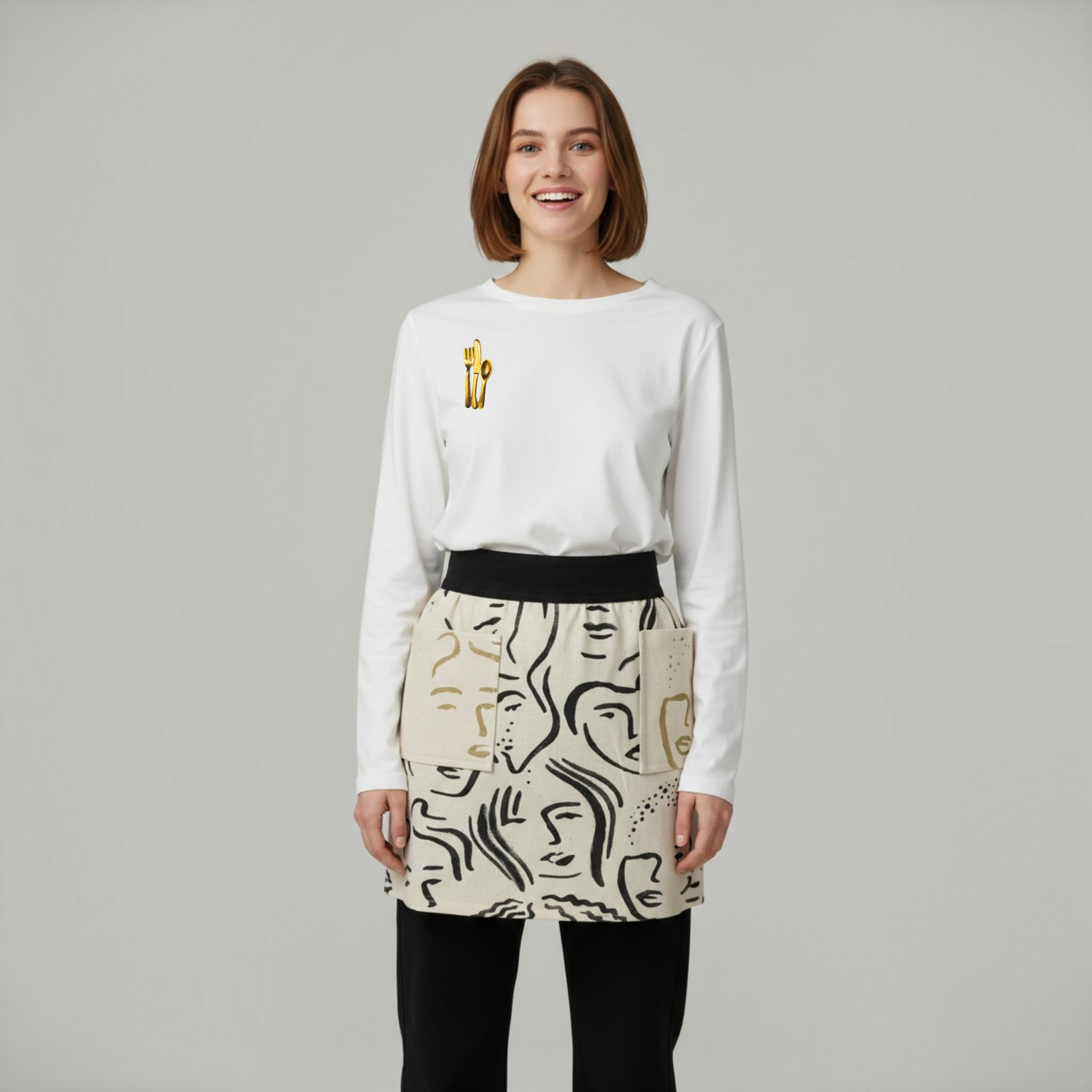 White Waist Apron, Half Apron, Chef Apron, Home Cooks Apron, Food Professionals Apron
