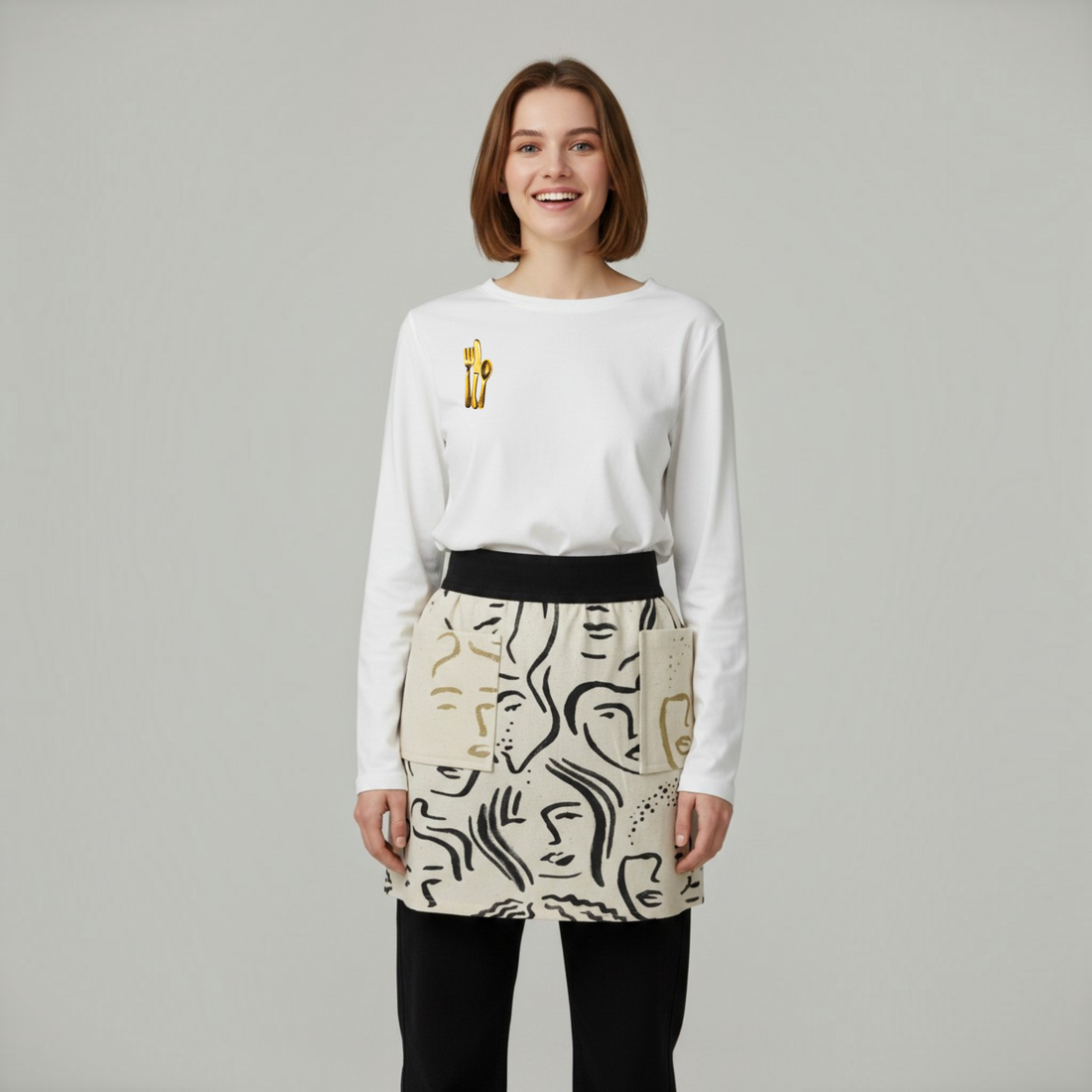 White Waist Apron, Half Apron, Chef Apron, Home Cooks Apron, Food Professionals Apron