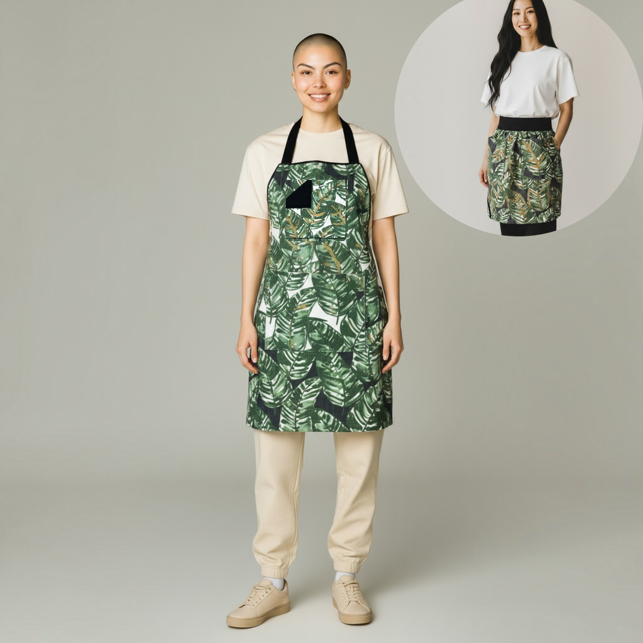 Green Waist Apron, Half Apron, Home Cooks Apron, Apron for Food Professionals
