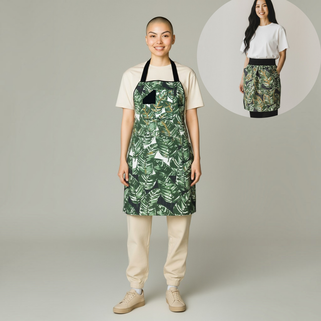 Green Waist Apron, Half Apron, Home Cooks Apron, Apron for Food Professionals