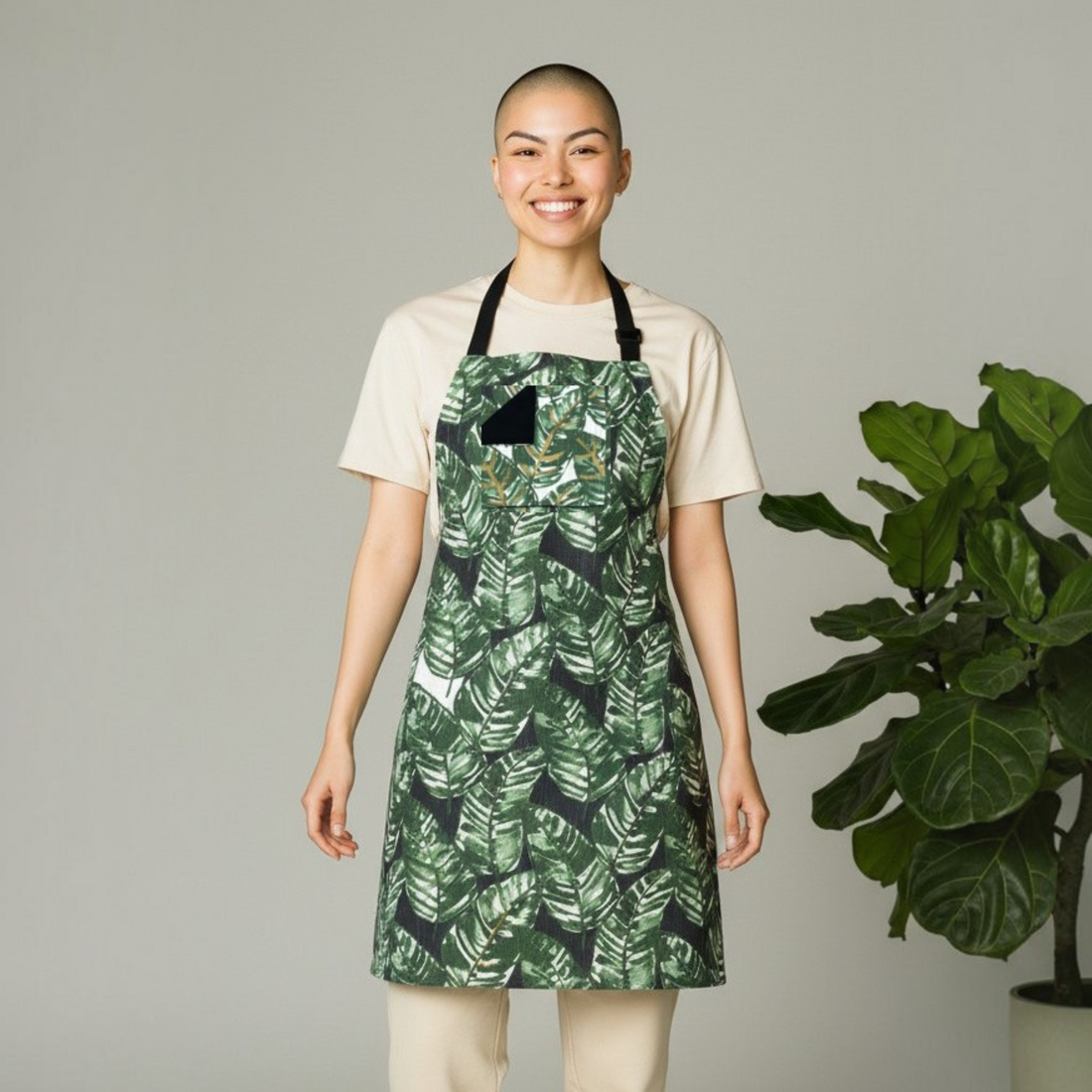 Green Apron for Garden, Chefs Apron, Florist Apron, Caterers, Home Cooks, Unisex, Reversible