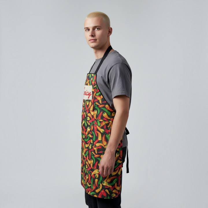 REVERSIBLE (Two Sided)  Apron,  "Spicy" Apron, Chili Pepper Apron, Unisex Apron