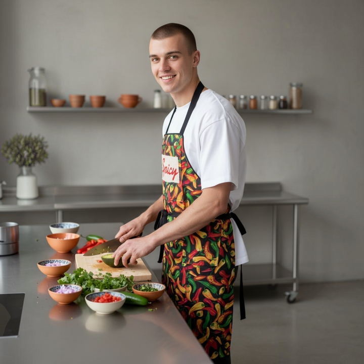 REVERSIBLE (Two Sided)  Apron,  "Spicy" Apron, Chili Pepper Apron, Unisex Apron