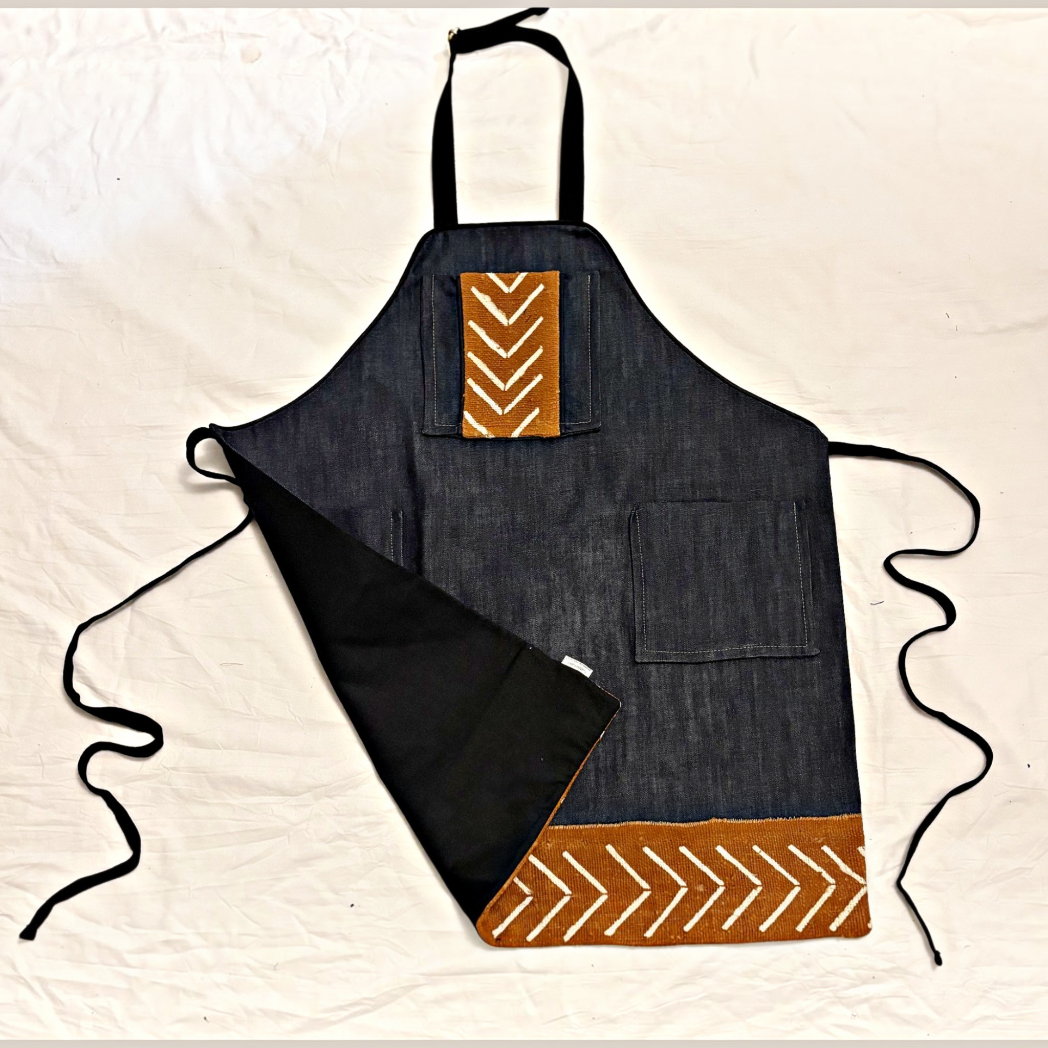 Rust/Carmel Denim Apron, Reversible Apron, Apron for Men and Women, Chef Apron, Cooks Apron
