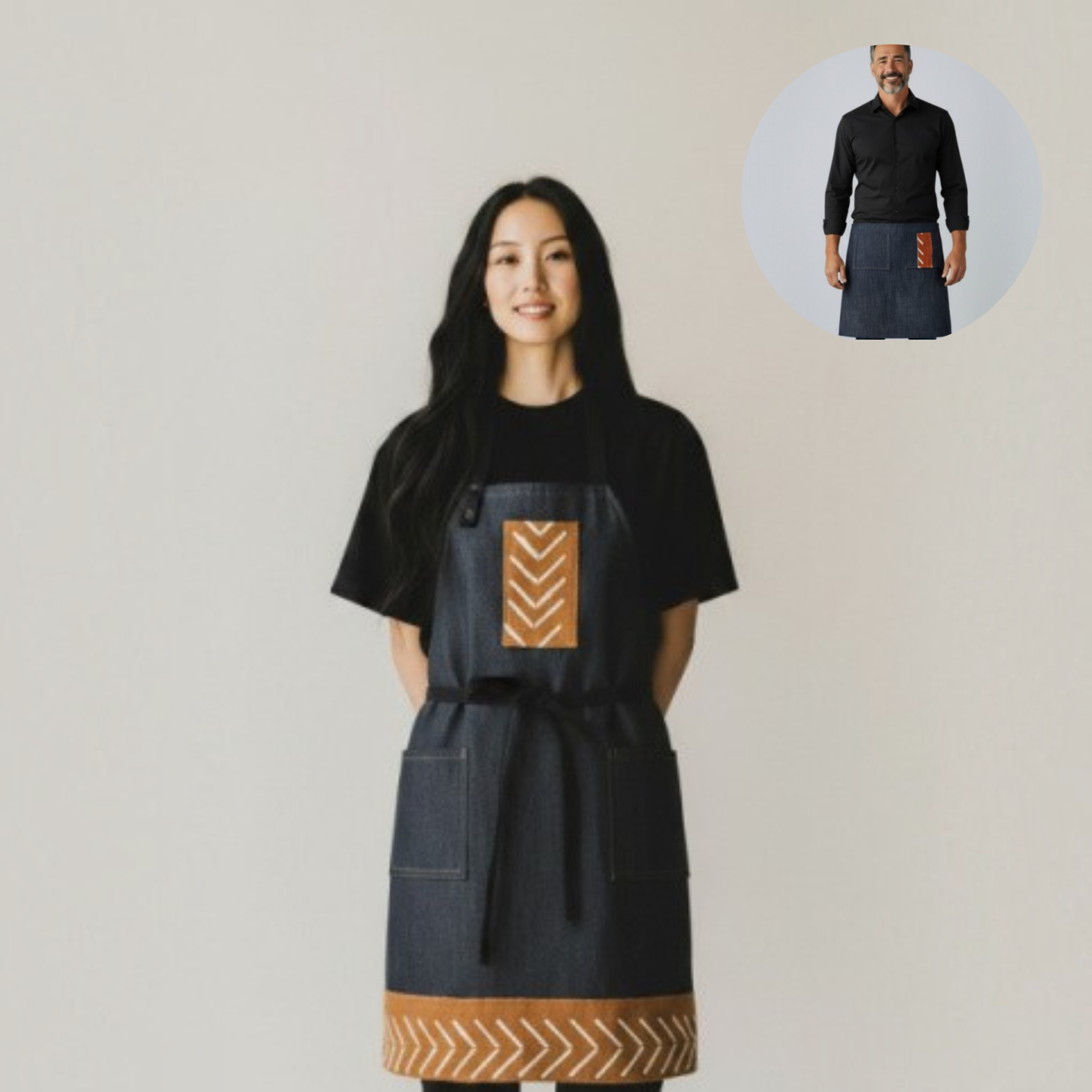 Denim Waist Apron, Half Apron, Chef Apron, Unisex Apron, Reversible, Food Professionals and Home Cooks Apron