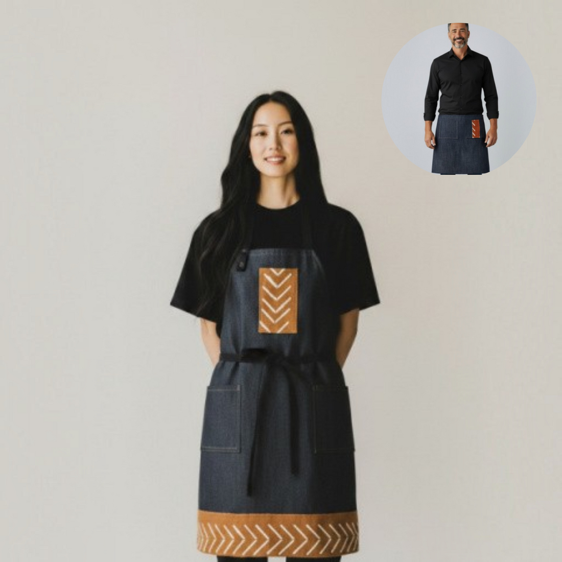 Denim Waist Apron, Half Apron, Chef Apron, Unisex Apron, Reversible, Food Professionals and Home Cooks Apron