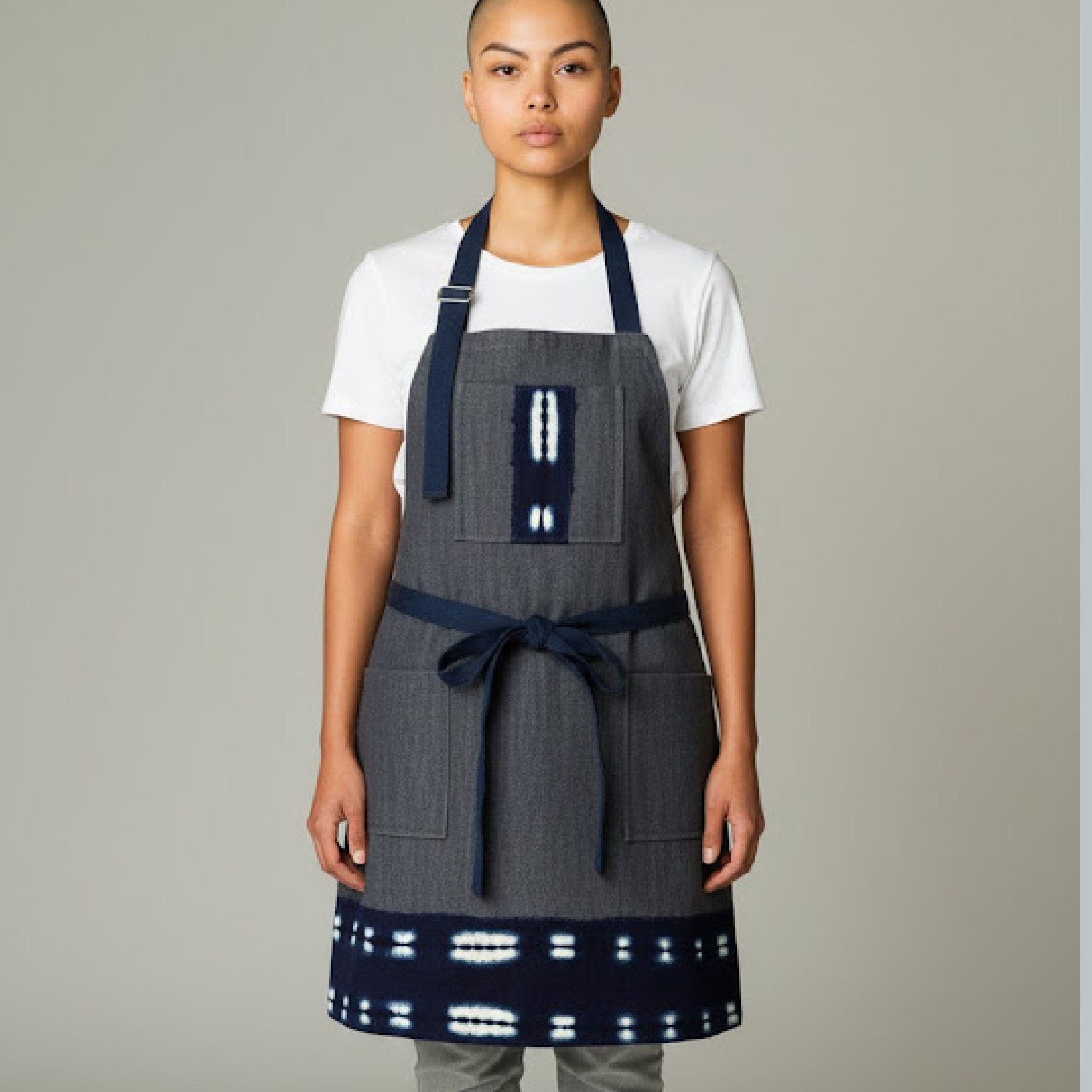 Denim Apron, Reversible Apron, Mudcloth Apron, Apron for Men and Women, Chef Apron, Apron for Cooks.