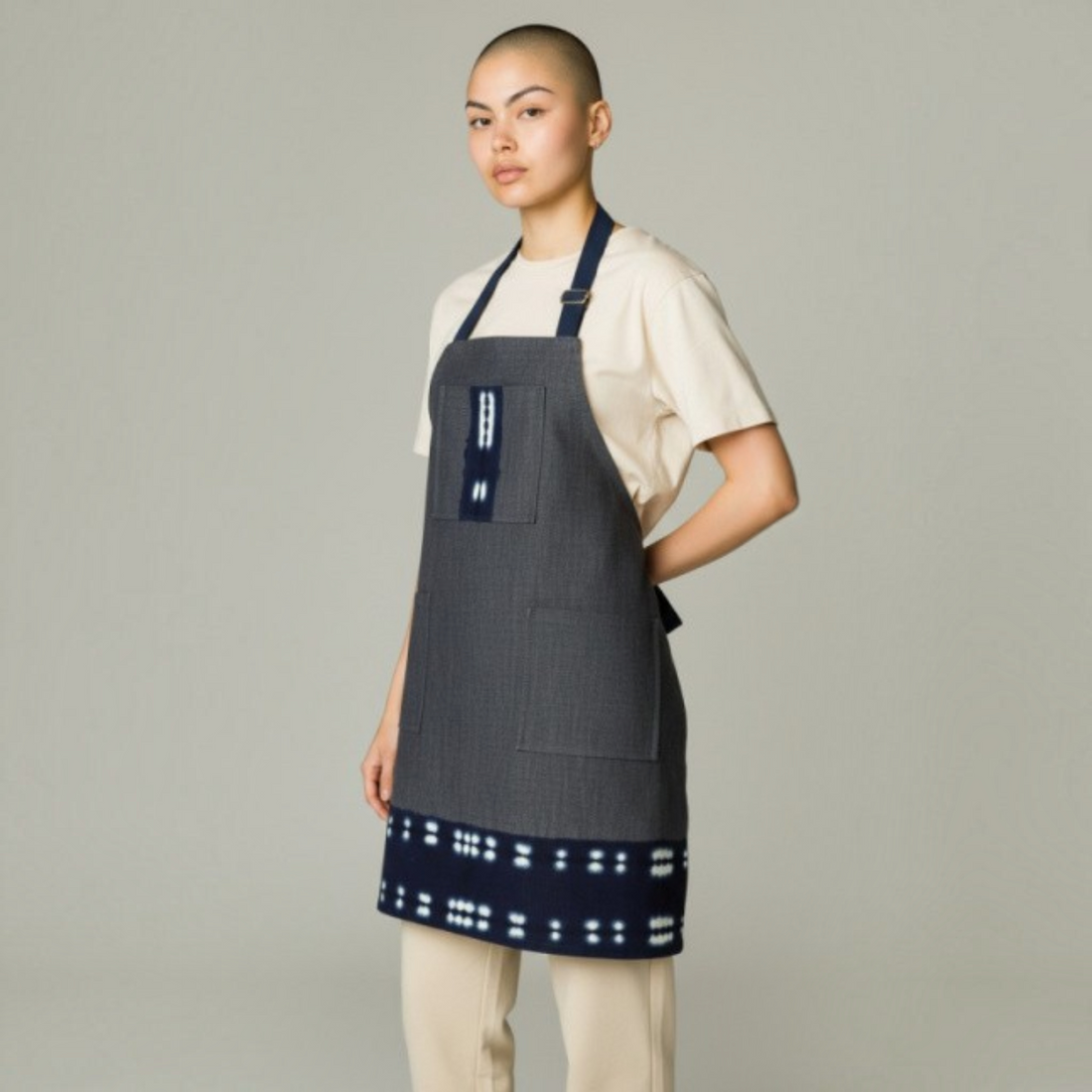Denim Apron, Reversible Apron, Mudcloth Apron, Apron for Men and Women, Chef Apron, Apron for Cooks.