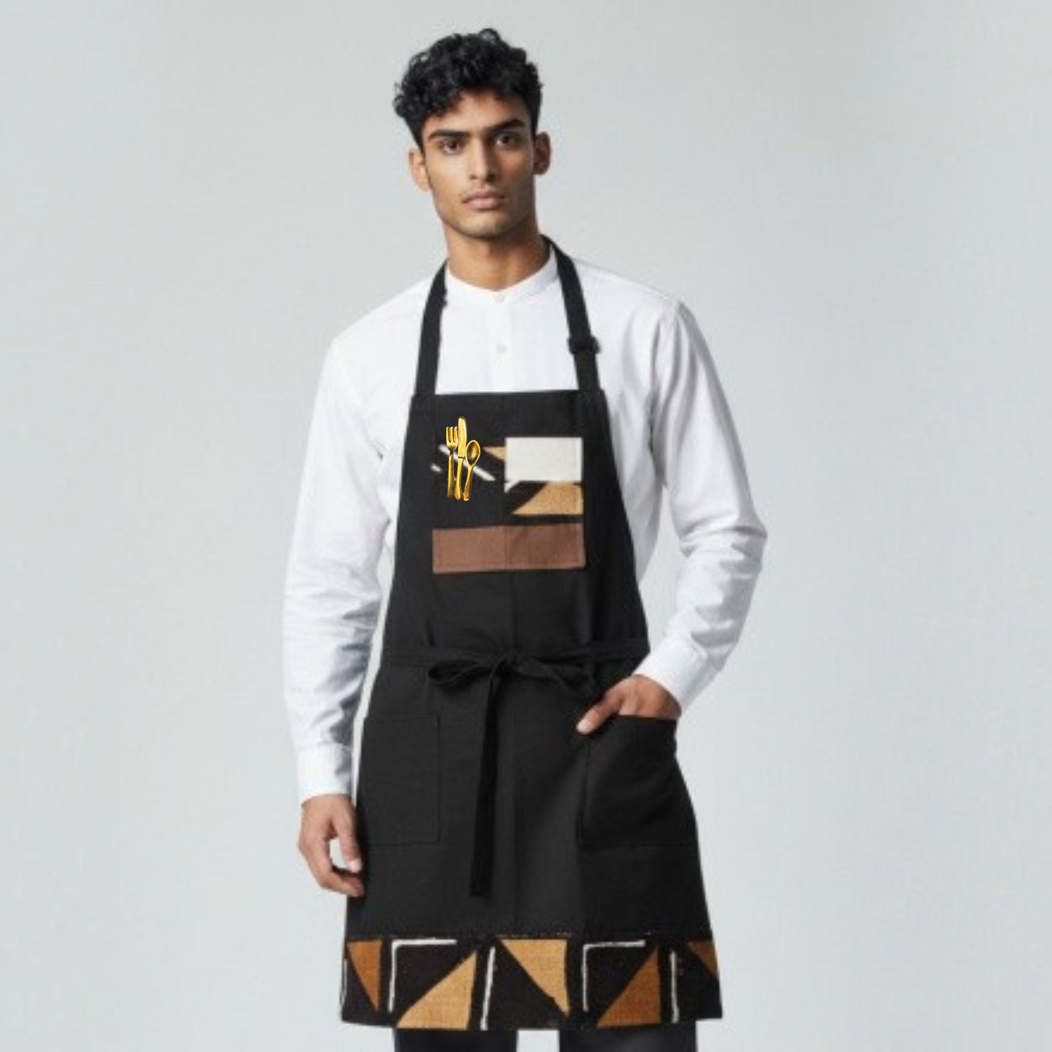 Black Quilted Apron, Chefs Apron, Caterer Apron, Unisex, Reversible Apron for Professionals or Cooks
