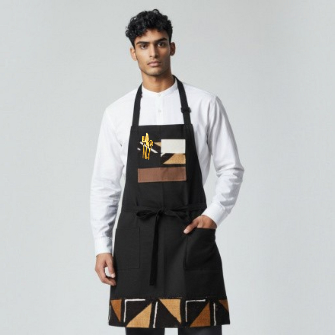 Black Quilted Apron, Chefs Apron, Caterer Apron, Unisex, Reversible Apron for Professionals or Cooks