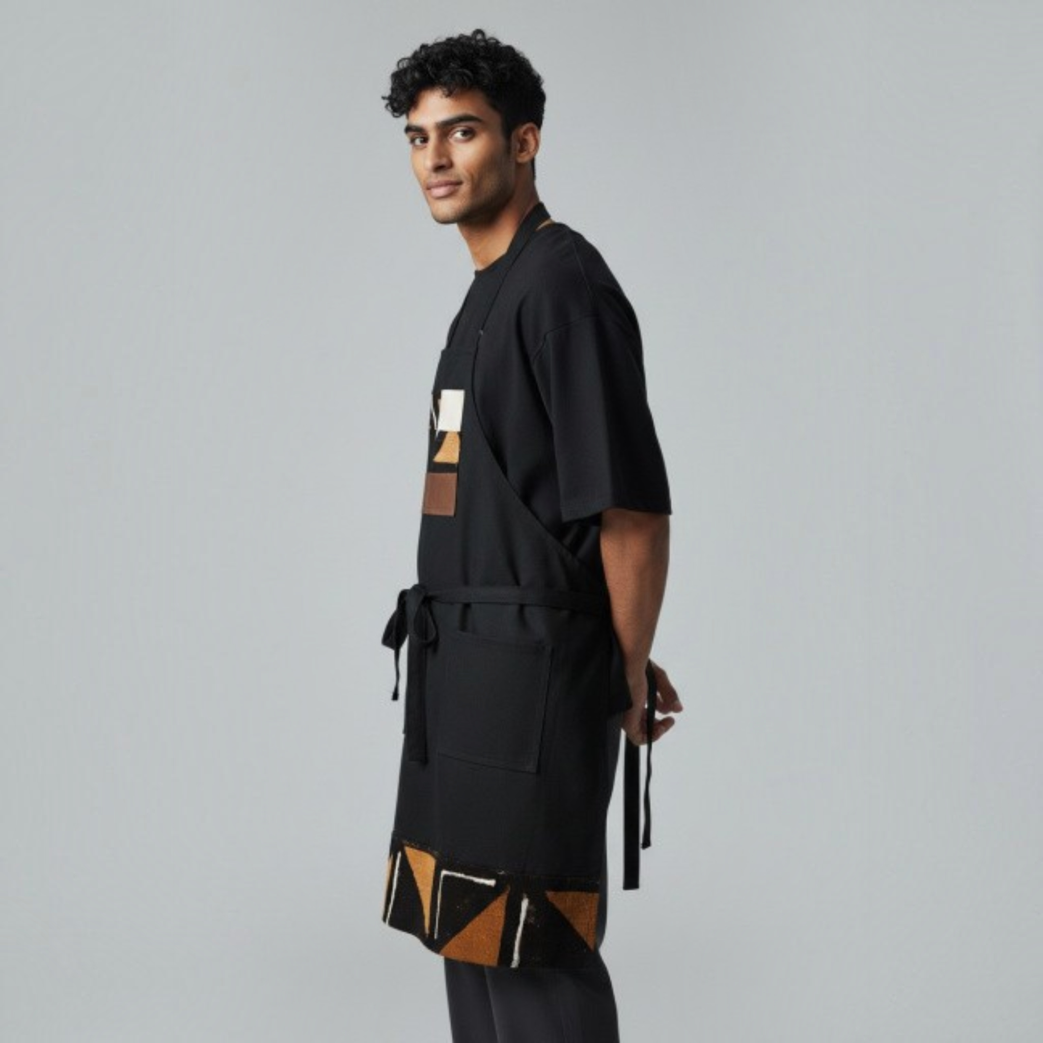 Black Quilted Apron, Chefs Apron, Caterer Apron, Unisex, Reversible Apron for Professionals or Cooks