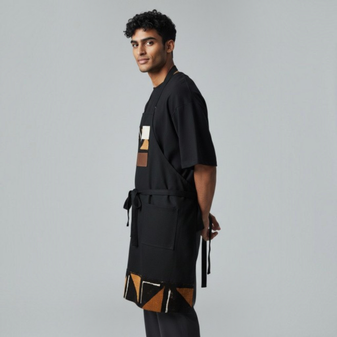 Black Quilted Apron, Chefs Apron, Caterer Apron, Unisex, Reversible Apron for Professionals or Cooks