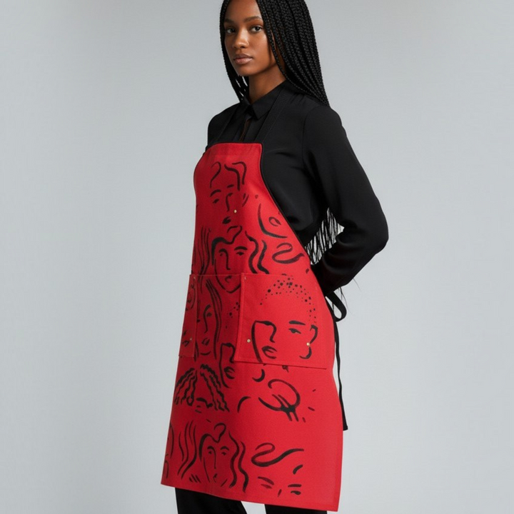 Red Apron,  Women on Apron, Reversible Apron, Apron for Chefs, Gift for Woman Cook