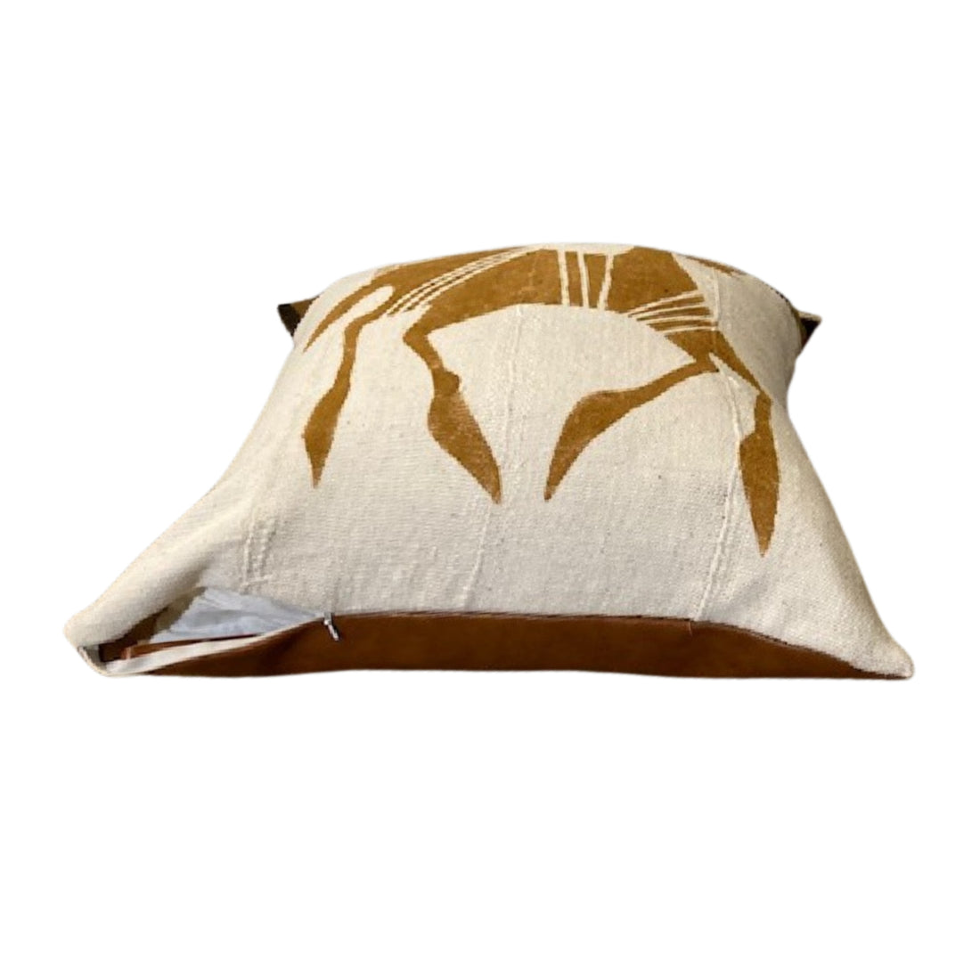 Animal Pillow Cover, Vegan Leather Pillow, Faux Leather Pillow With Mud Cloth