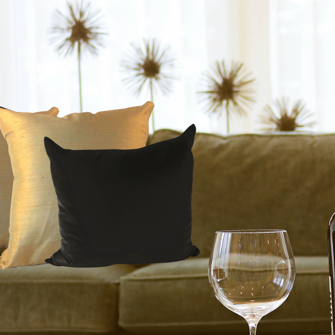 Black Silk Velvet Throw Pillow