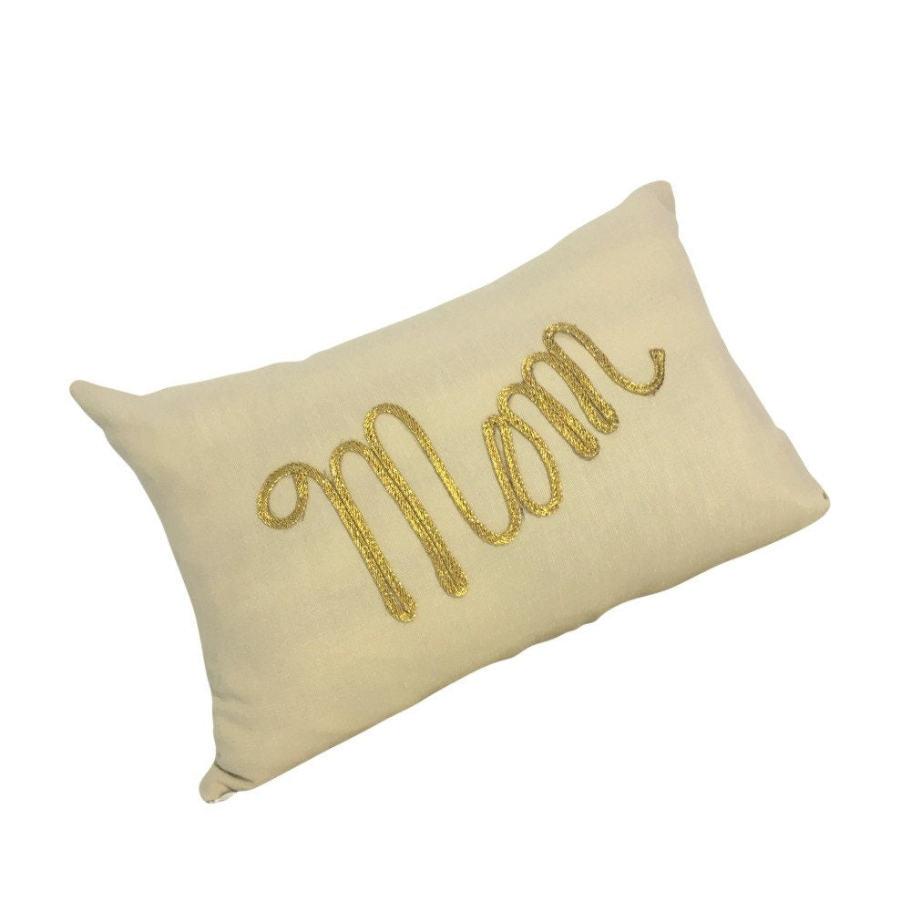 Mom Pillow WITH INSERT,  Gift for Mother's Day, Mother Pillow, Linen Lumbar Pillow, Gift For Mom