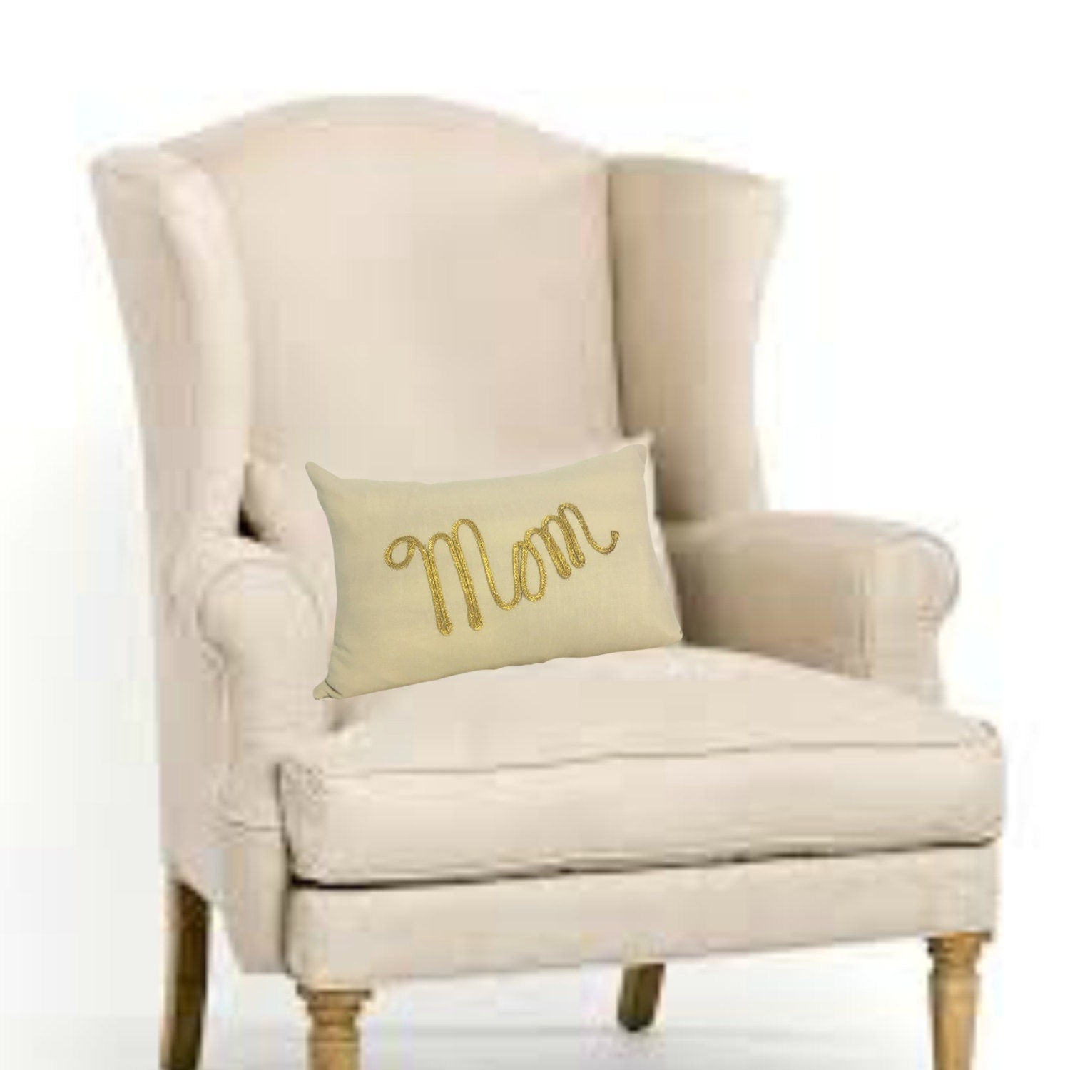 Mom Pillow WITH INSERT,  Gift for Mother's Day, Mother Pillow, Linen Lumbar Pillow, Gift For Mom