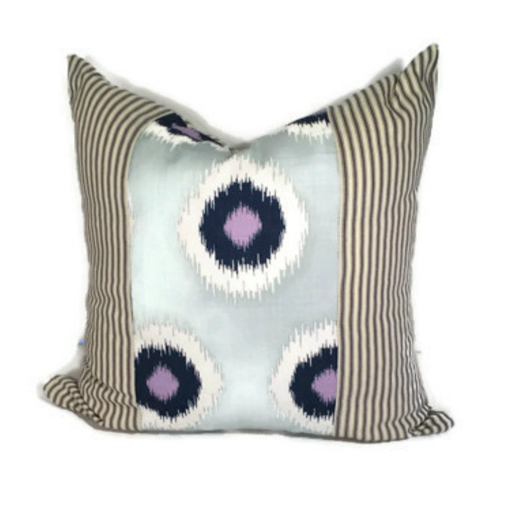 Blue and White Ikat Throw Pillow Cover, Abstract Pillow in 16x16,18x18, 20x20