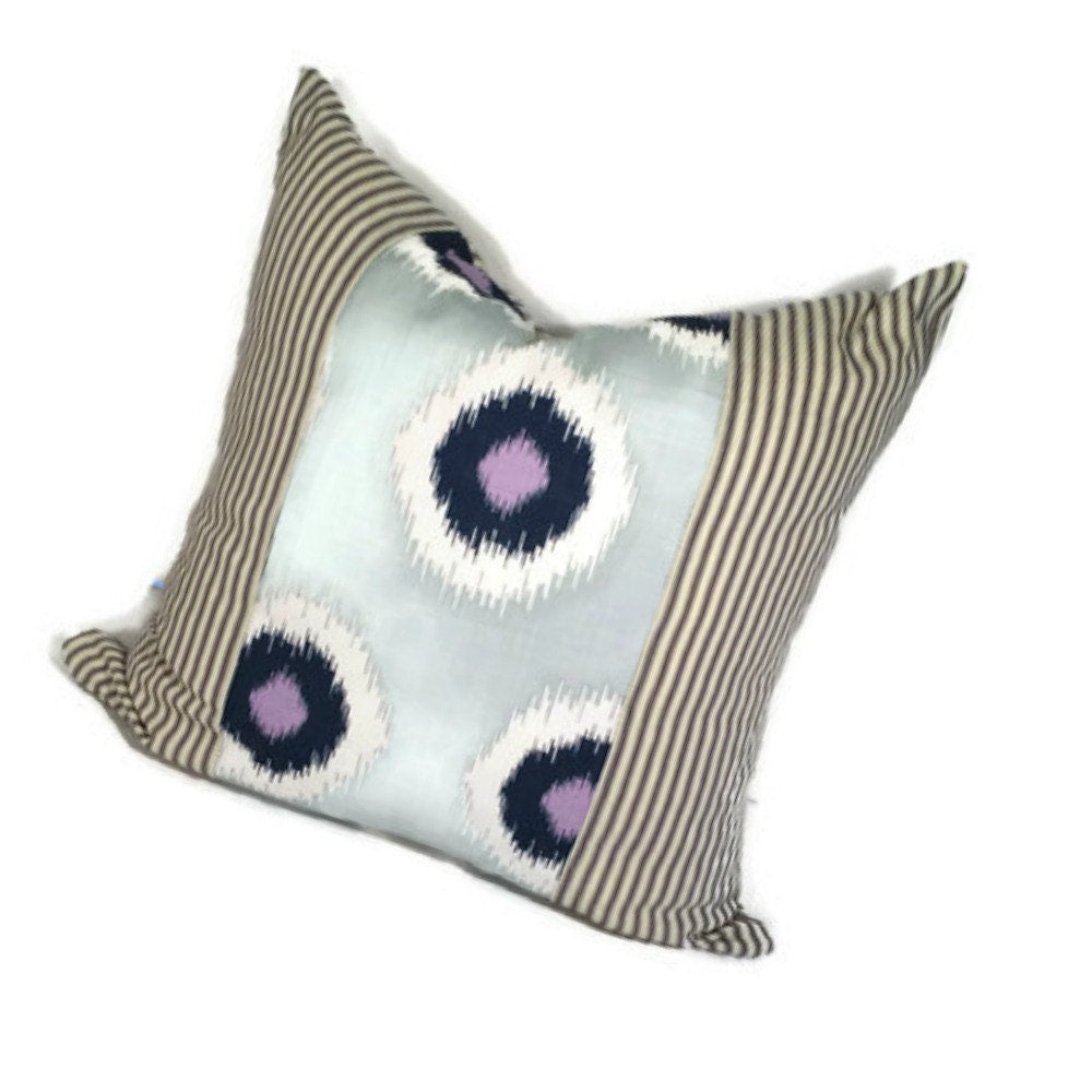 Blue and White Ikat Throw Pillow Cover, Abstract Pillow in 16x16,18x18, 20x20