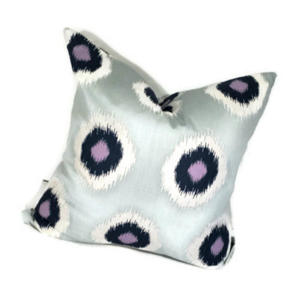 Blue and White Ikat Throw Pillow Cover, Abstract Pillow in 16x16,18x18, 20x20