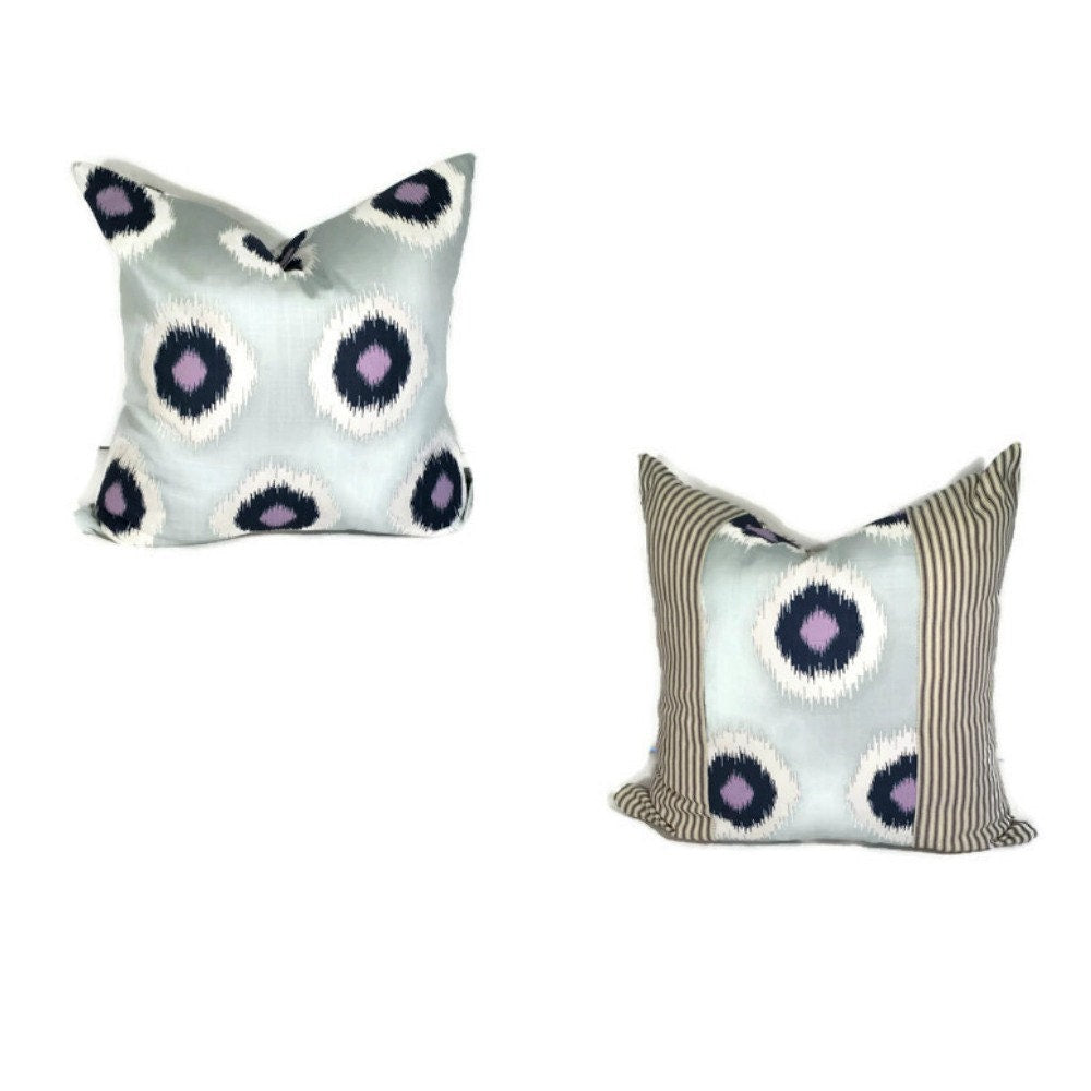 Blue and White Ikat Throw Pillow Cover, Abstract Pillow in 16x16,18x18, 20x20