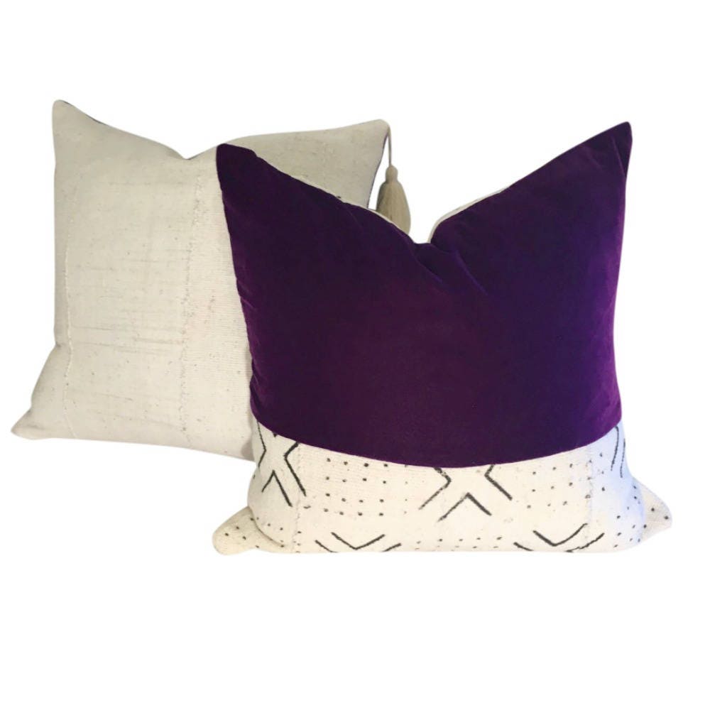 TWO SIDES White Mudcloth Pillow Cover, White Mud Cloth Pillow,  Tassels Optional