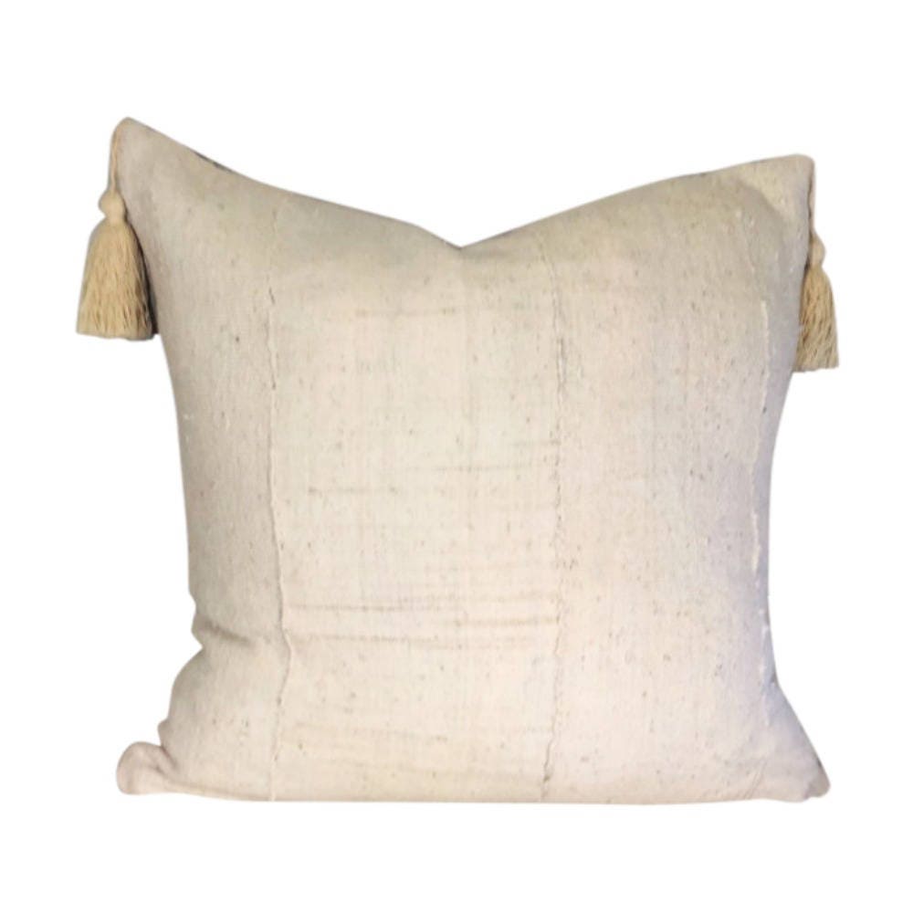 TWO SIDES White Mudcloth Pillow Cover, White Mud Cloth Pillow,  Tassels Optional