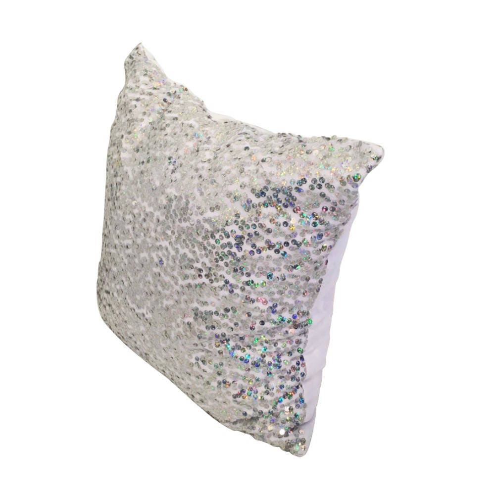 Sequin Pillow Cover, LINED White Pillow with Sequins,  Glam  Pillow Covers, White Pillow
