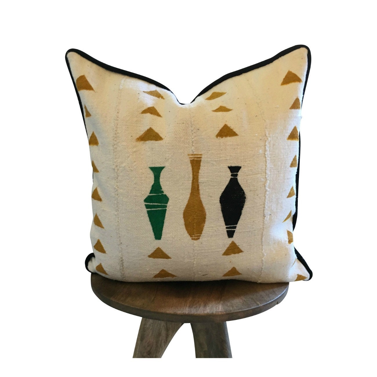 Pillow Cover for Wine Lovers, Warm Color Pillow, Mud Cloth Pillow, Hand Painted Pillow, Authentic Mud Cloth Pillow