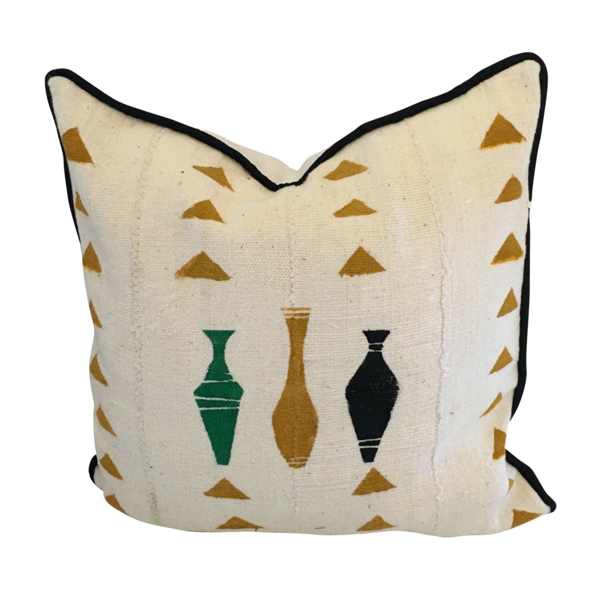 Pillow Cover for Wine Lovers, Warm Color Pillow, Mud Cloth Pillow, Hand Painted Pillow, Authentic Mud Cloth Pillow