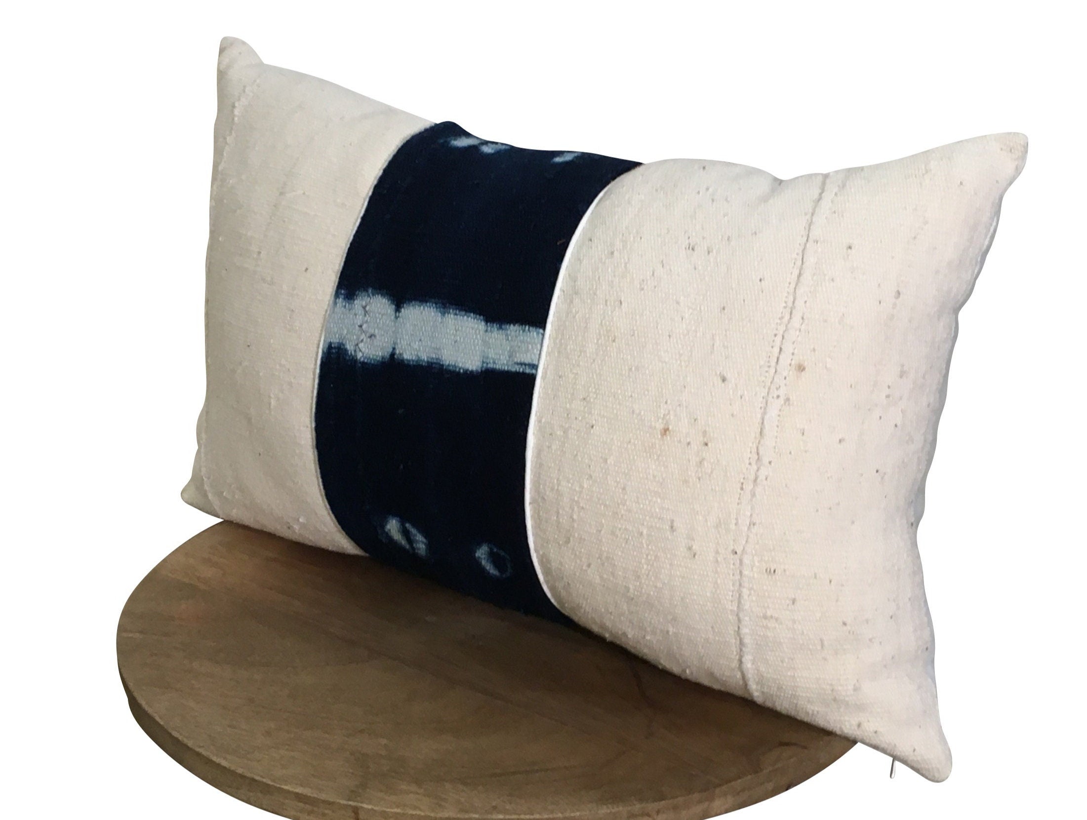 Long Mudcloth Pillow, Lumbar Mud Cloth Pillow, Indigo Lumbar Pillow, Pillow Includes Insert 12x18, 12x20, 12x22, 14x20, 14x22