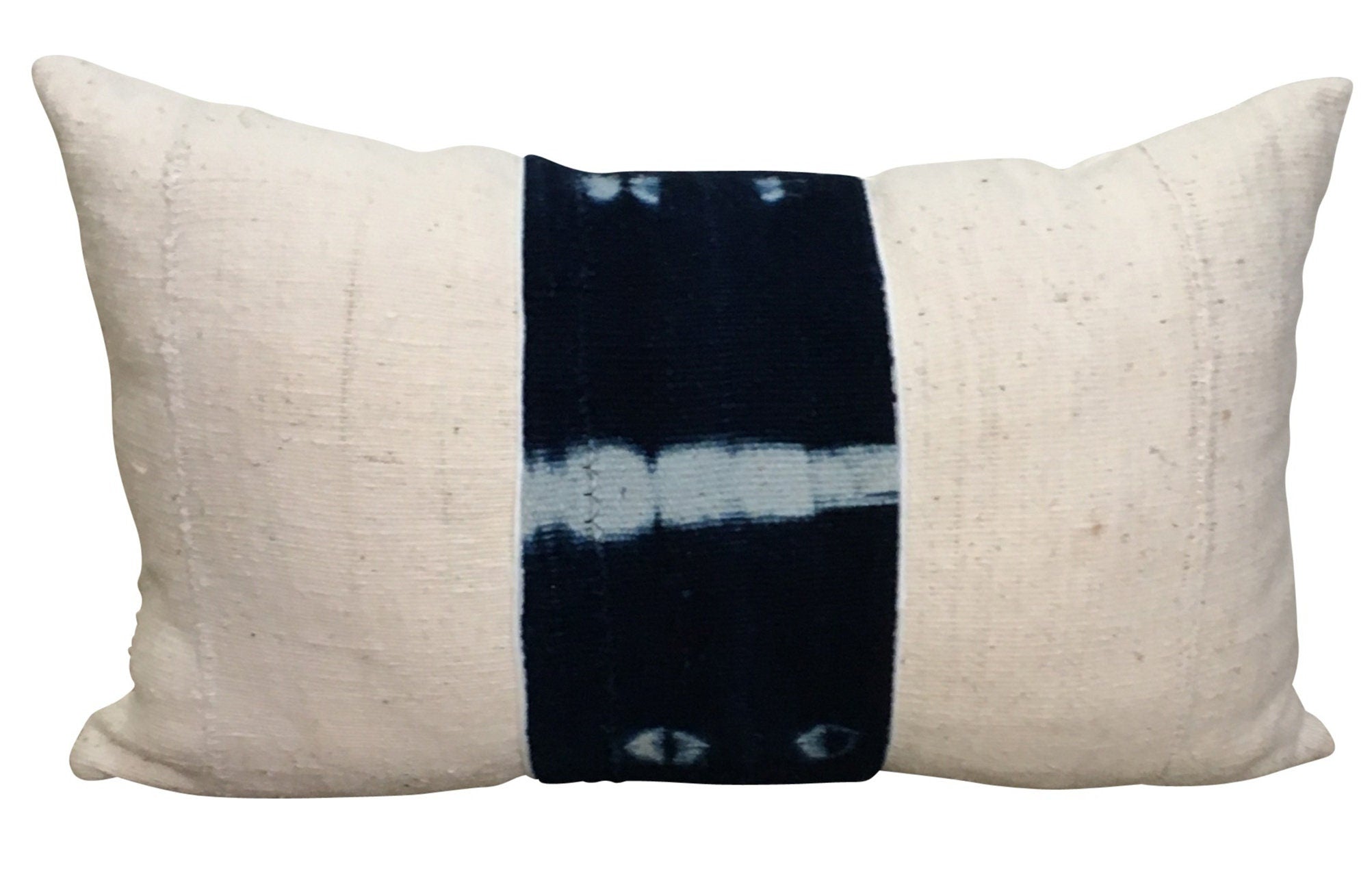 Long Mudcloth Pillow, Lumbar Mud Cloth Pillow, Indigo Lumbar Pillow, Pillow Includes Insert 12x18, 12x20, 12x22, 14x20, 14x22