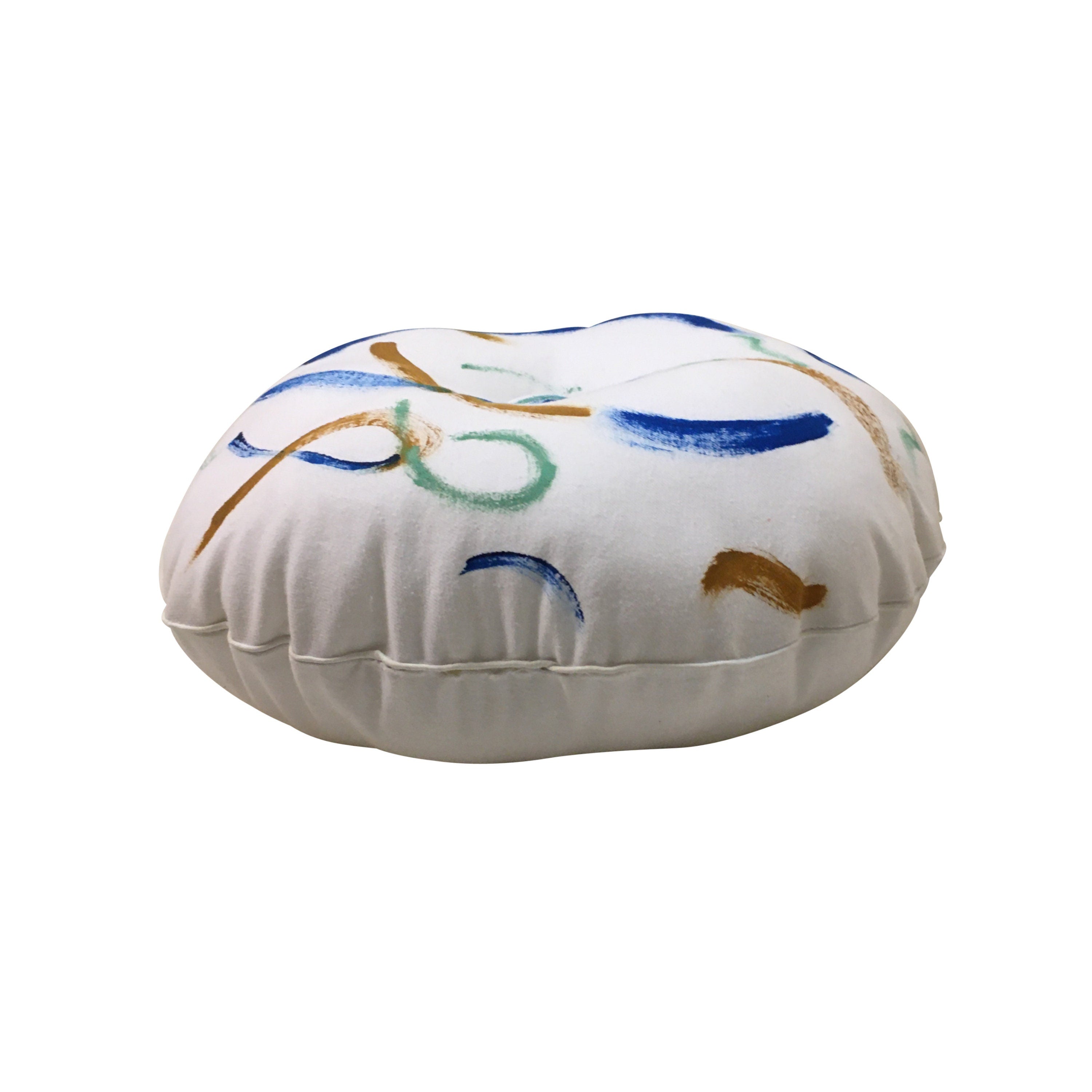 Hand Painted Pillow WITH INSERT, Round Pillow Cover, Abstract Throw Pillow, Colorful Pillow