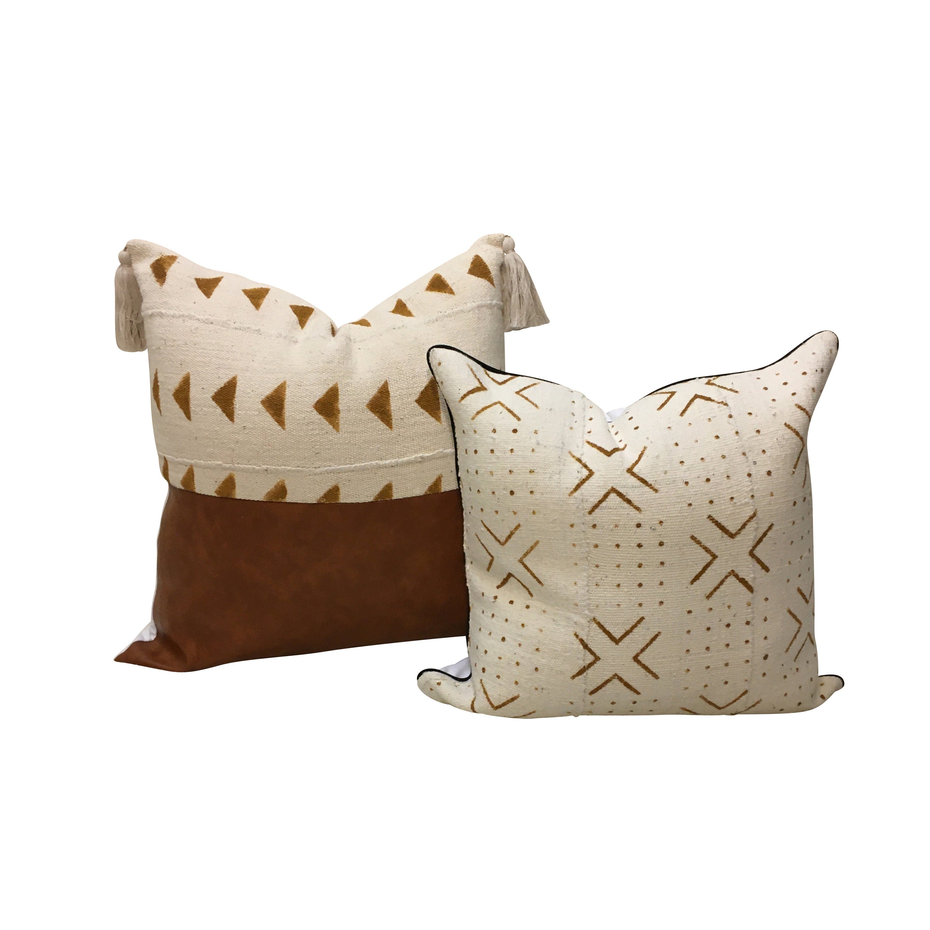 Brown and White Pillow, Geometric Pillow, Brown Mud Cloth Pillow, Pillow with Dots,  Rust Brown Pillow
