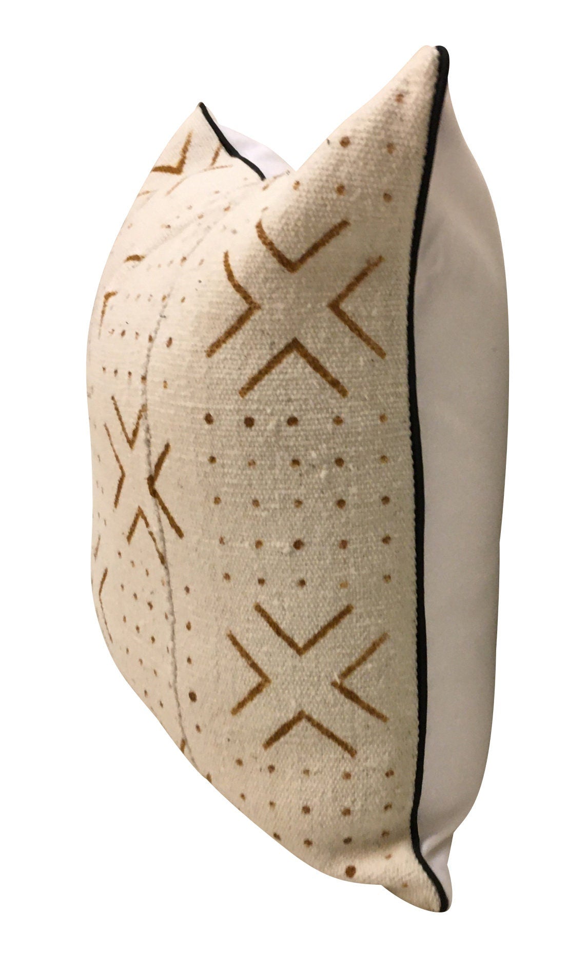 Brown and White Pillow, Geometric Pillow, Brown Mud Cloth Pillow, Pillow with Dots,  Rust Brown Pillow