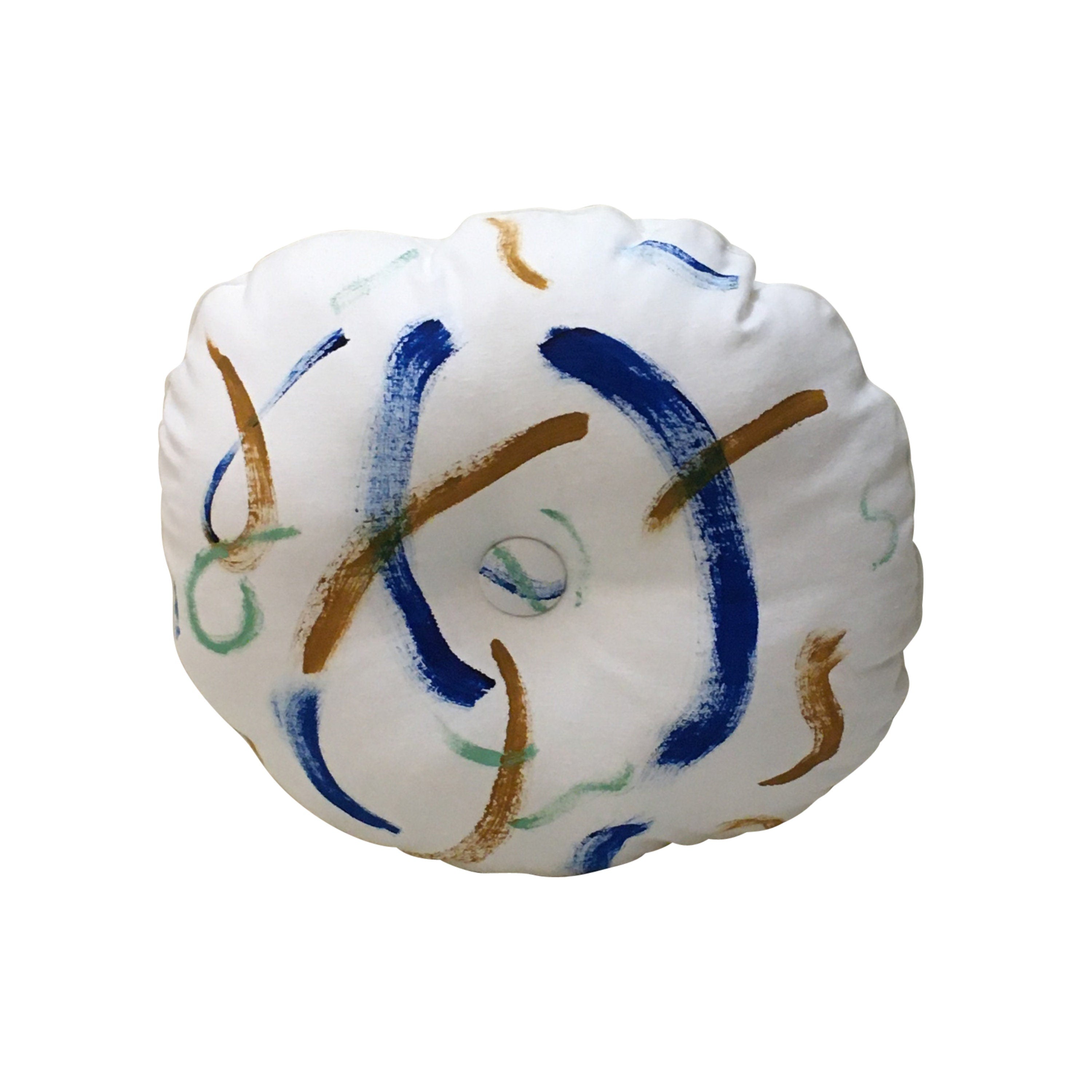 Hand Painted Pillow WITH INSERT, Round Pillow Cover, Abstract Throw Pillow, Colorful Pillow