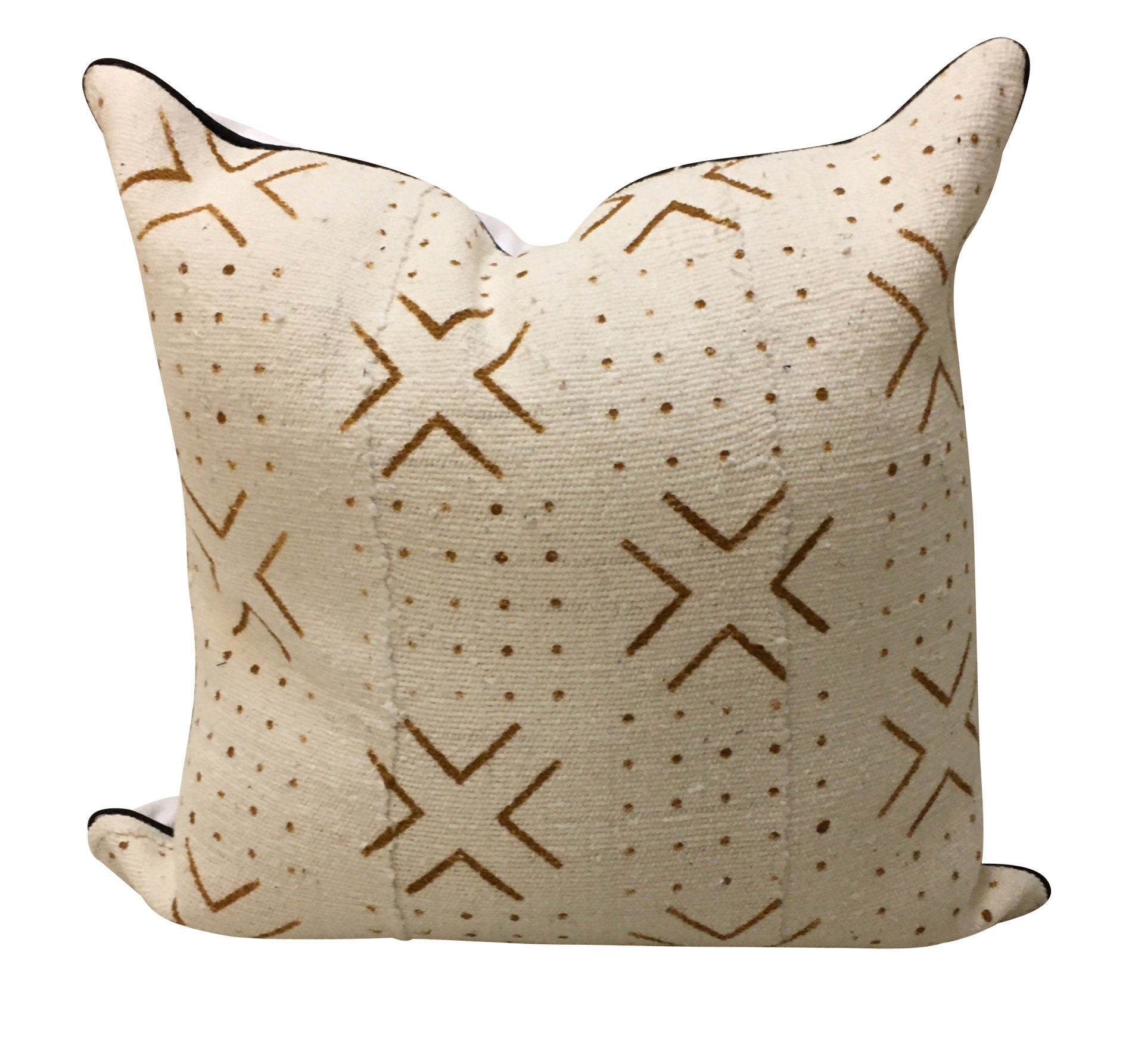 Brown and White Pillow, Geometric Pillow, Brown Mud Cloth Pillow, Pillow with Dots,  Rust Brown Pillow