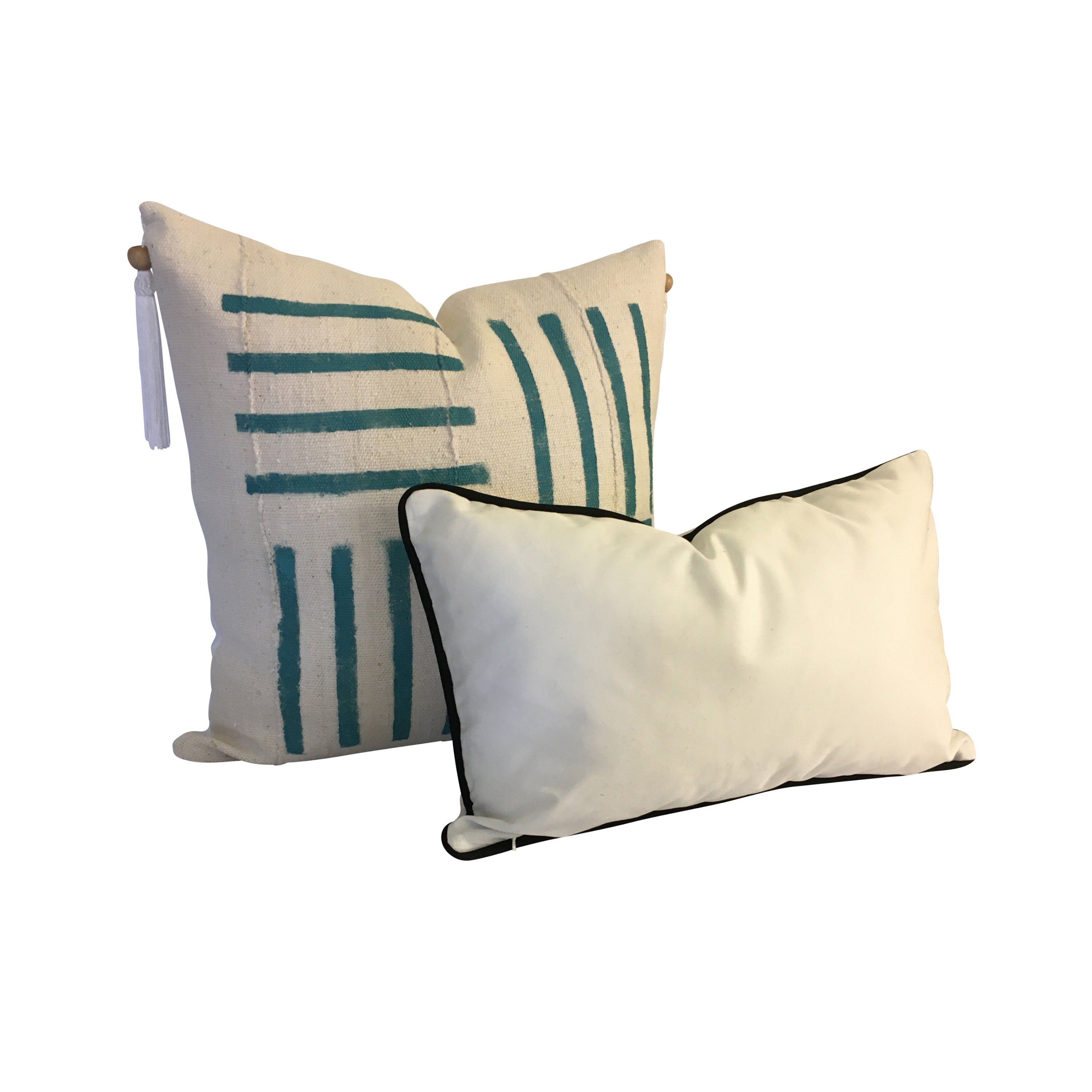 Blue Mudcloth Pillow Cover, Stripped Pillow, Organic Cotton Pillow, Boho Tassel Pillow, Pillow for Men and Women, Pink Stripe PillowI