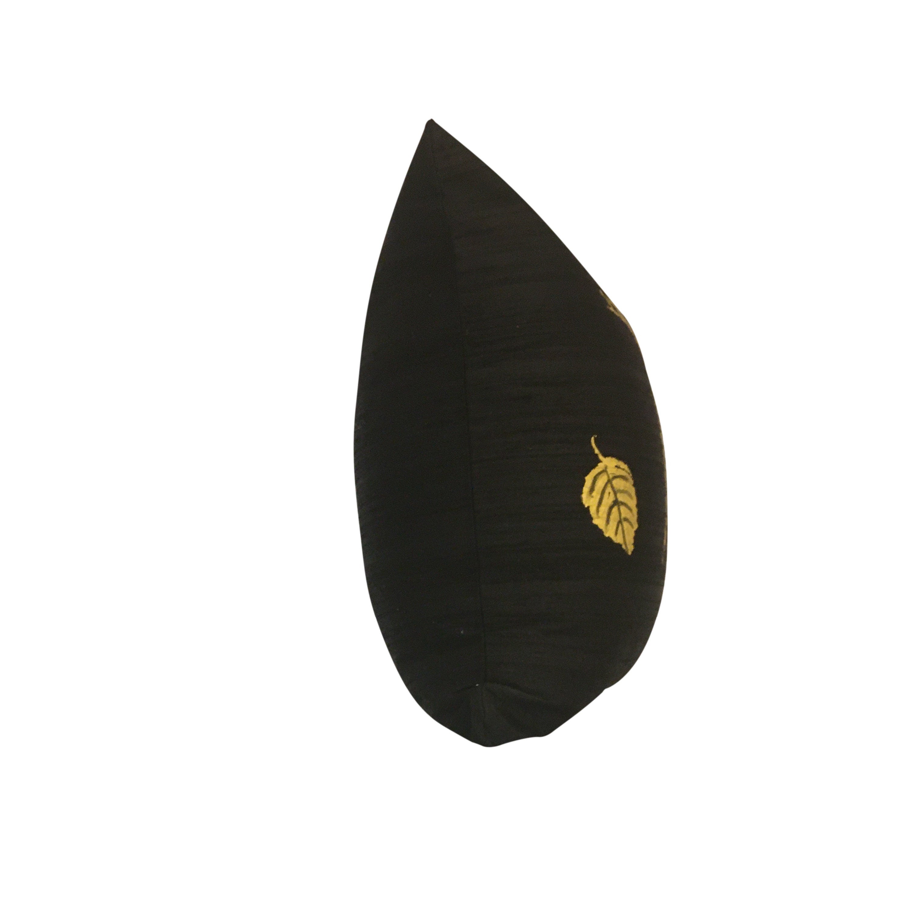 LINED!! Black SILK Pillow Cover, Gold and Black SILK Couch Pillow, Hand Painted Silk Pillow,  Pillow with Trees,, 18x18 Silk Pillow, 20x20