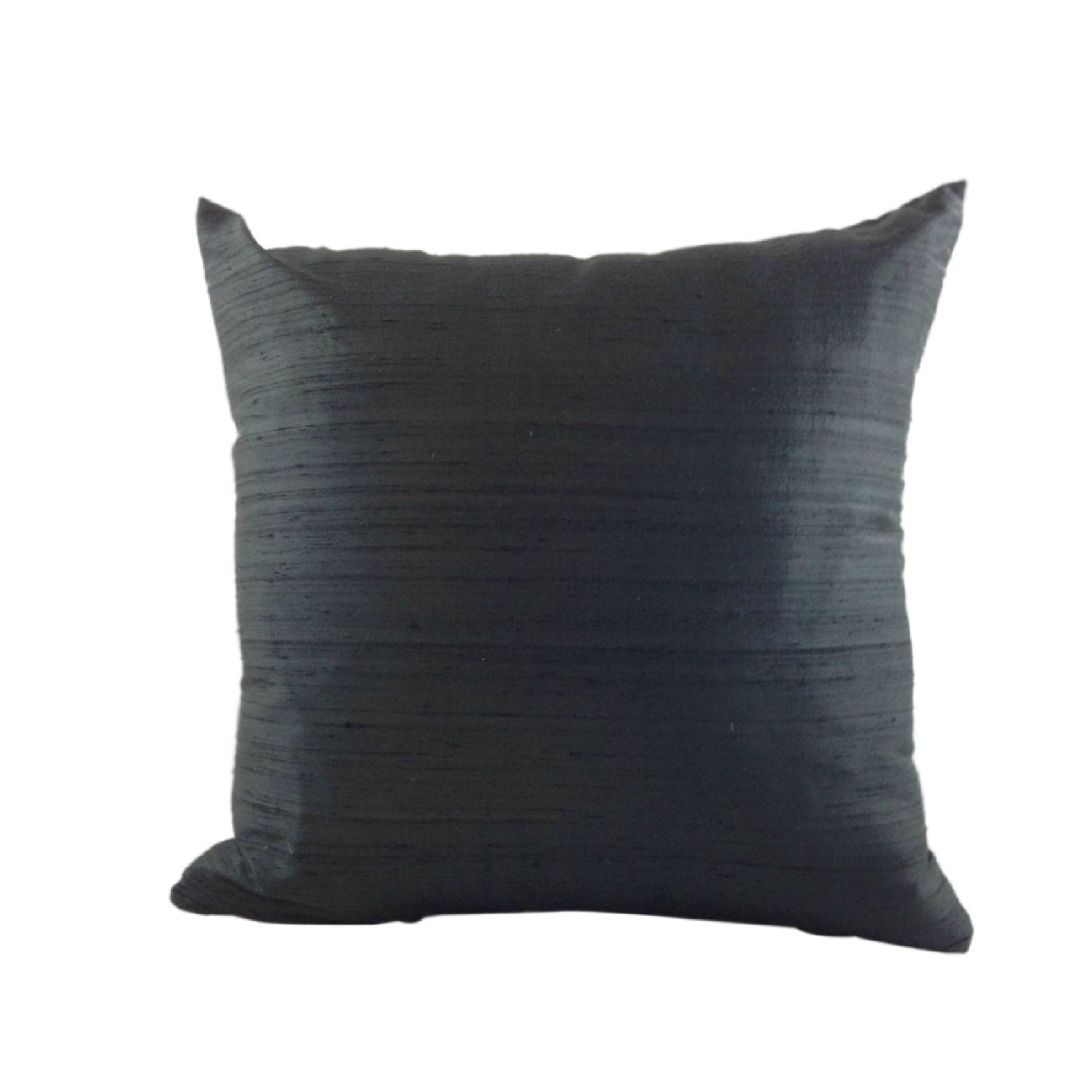 Black SILK Pillow LINED Cover, Indian Silk Sofa Pillow, Designer Throw Pillow