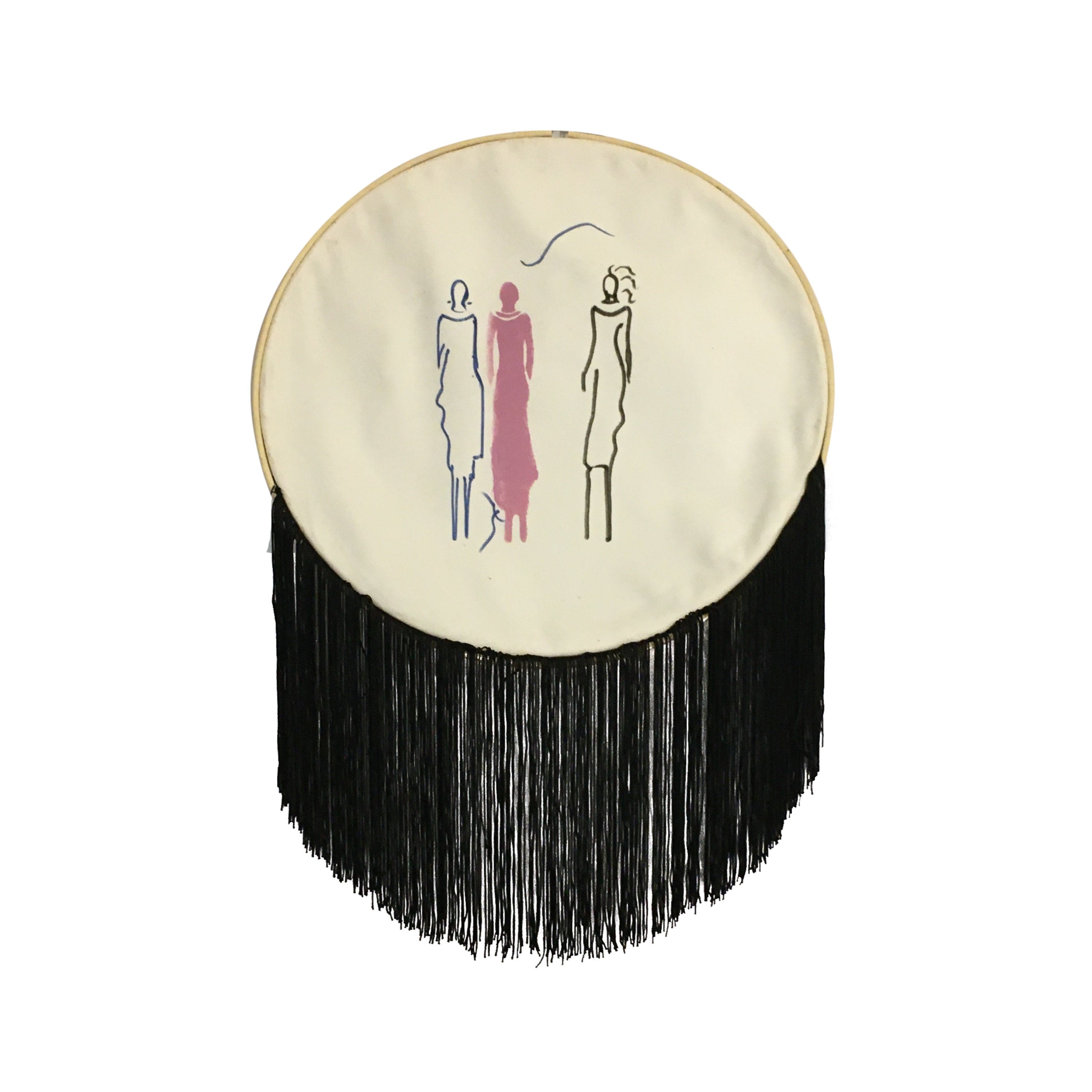 Gift for Woman, Hand Painted Wall Hanging, Round Wall Decor, Wall Art with Women