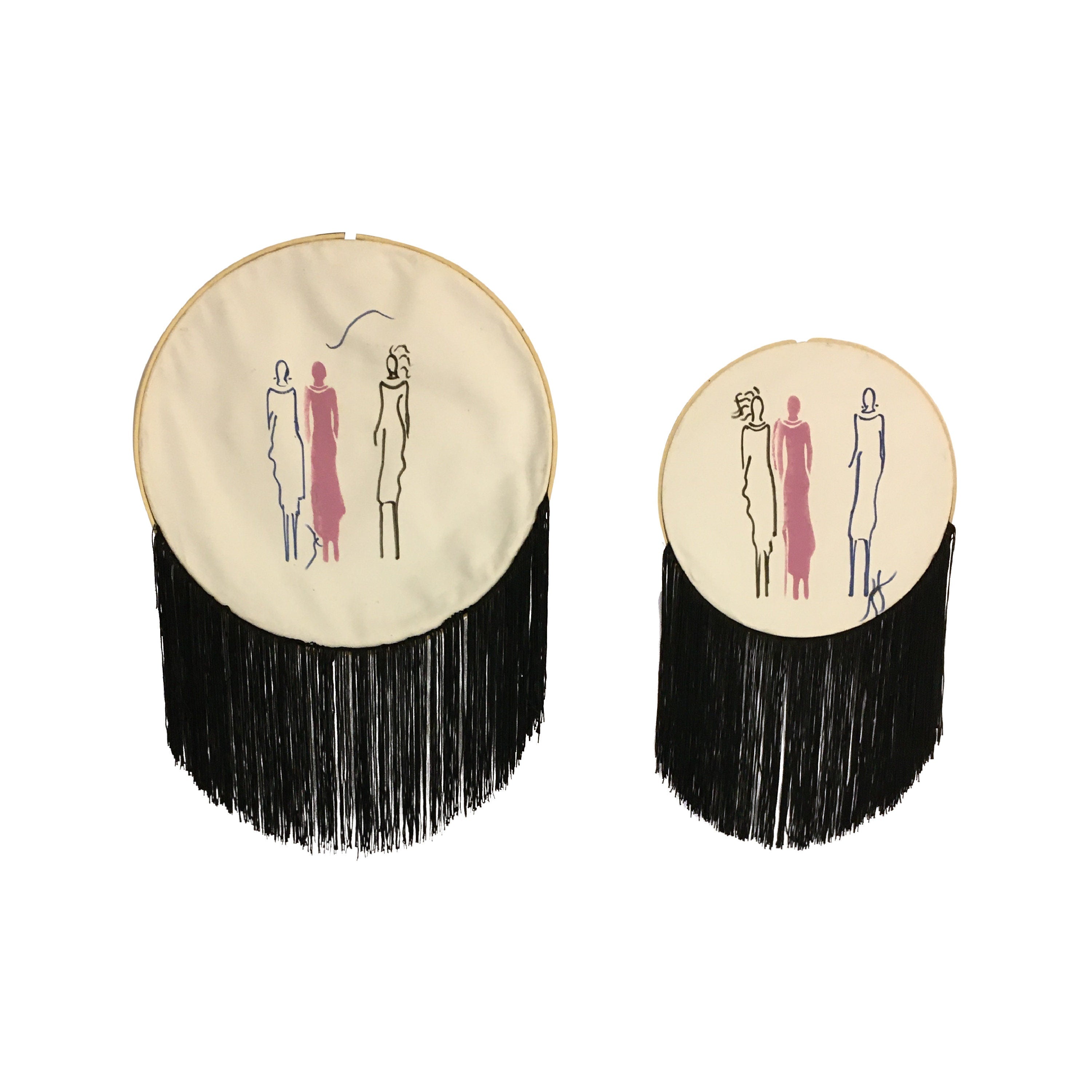 Gift for Woman, Hand Painted Wall Hanging, Round Wall Decor, Wall Art with Women